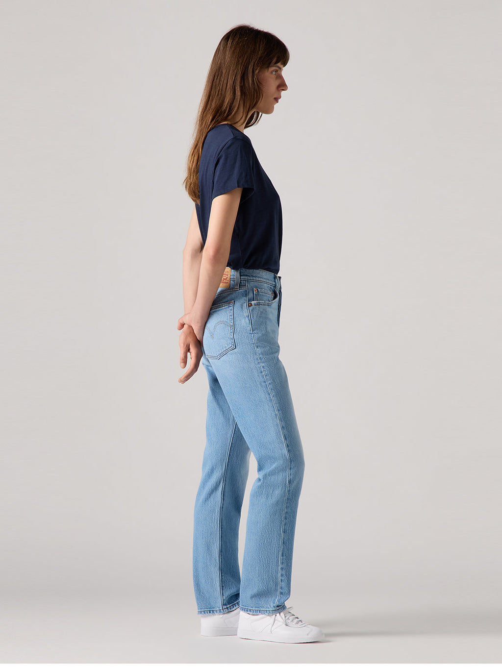 Women's 501 Blue Straight Fit High Rise Jeans