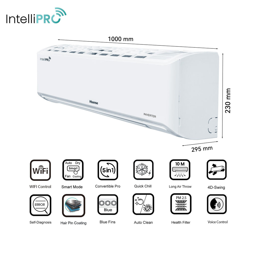 Hisense Intelli Pro 5 In 1 Convertible 1.5 Ton 5 Star Inverter Split Smart AC with 4-Way Swing (Copper Condenser, ATCW515HJP)