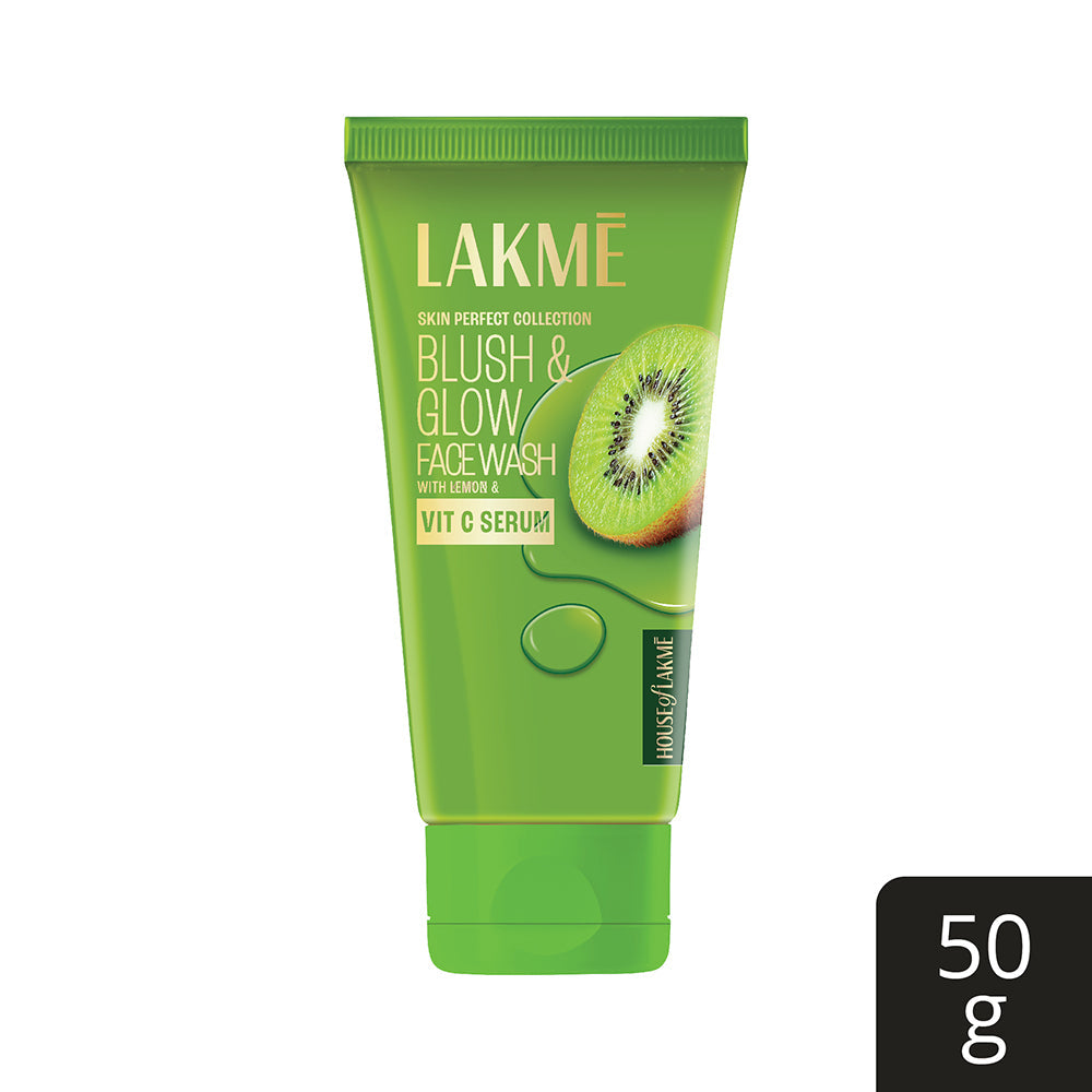 Lakmē Blush & Glow Refreshing Kiwi Facewash, with Vitamin C Serum, 50gm