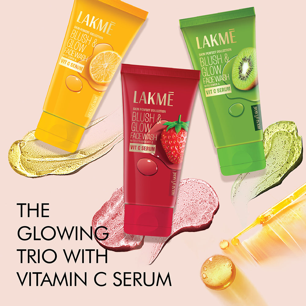 Lakmē Blush & Glow Refreshing Kiwi Facewash, with Vitamin C Serum, 50gm