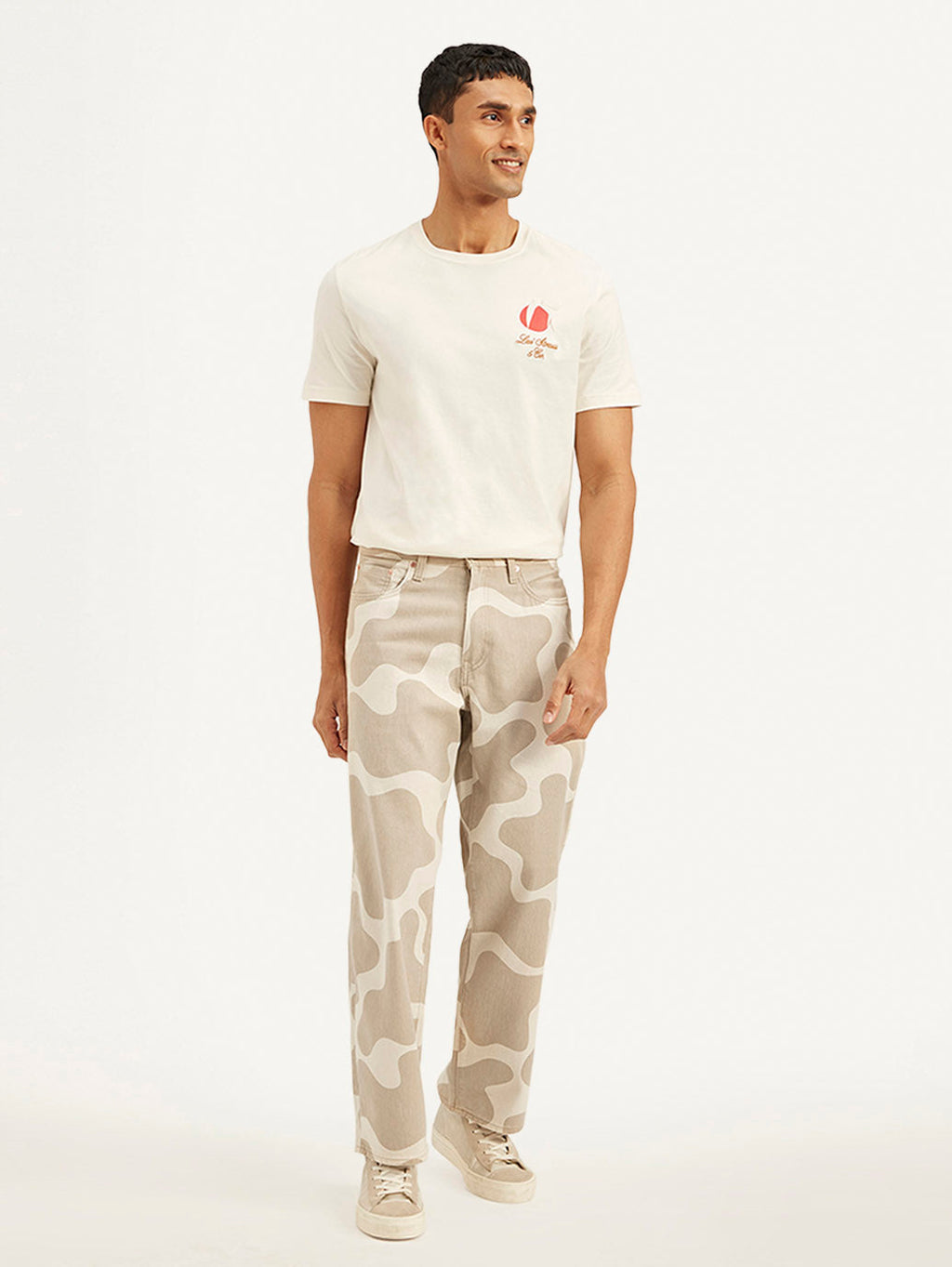 Men's 578 Beige Loose Fit Mid Rise Jeans