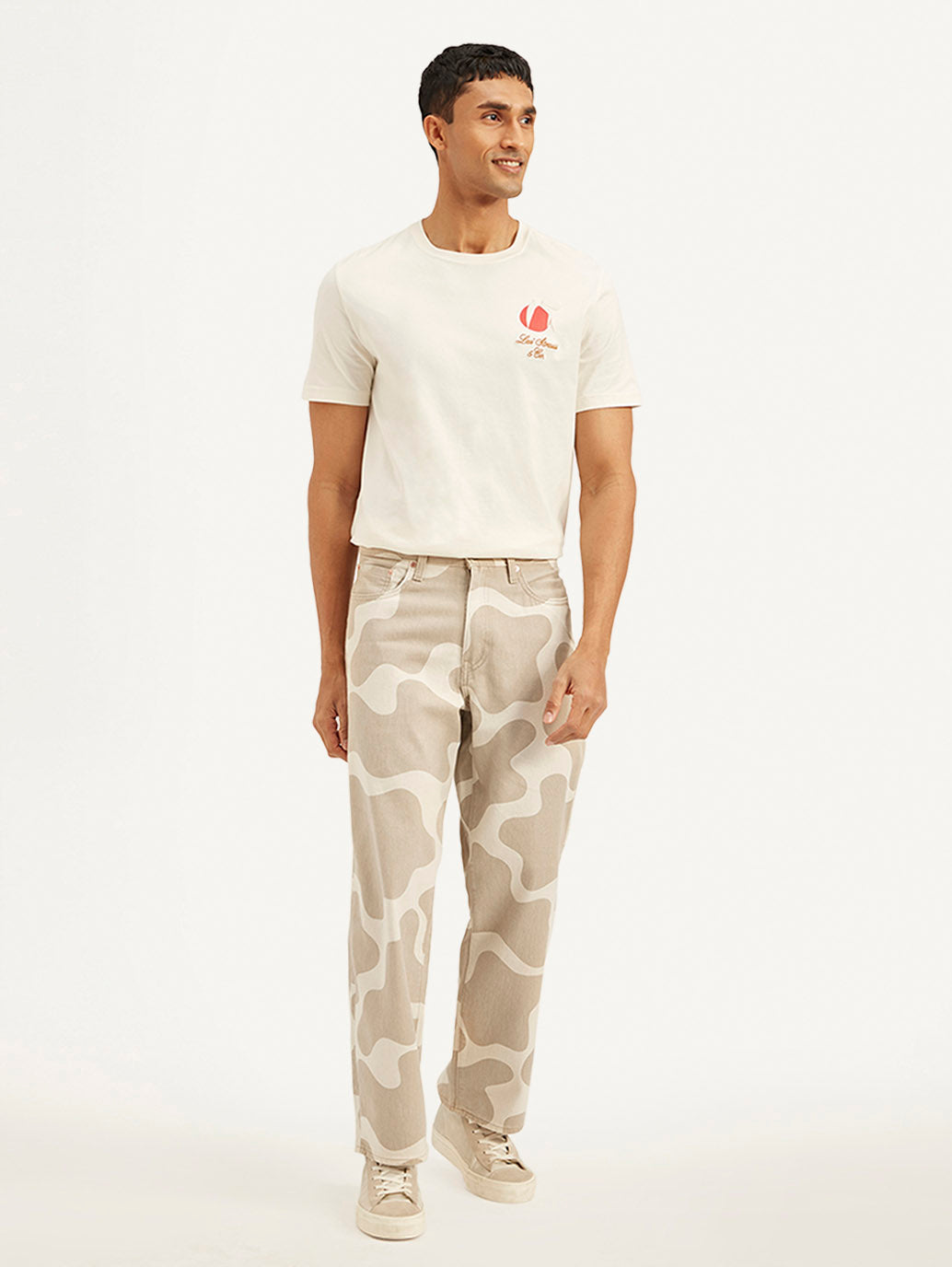 Men's 578 Beige Loose Fit Mid Rise Jeans