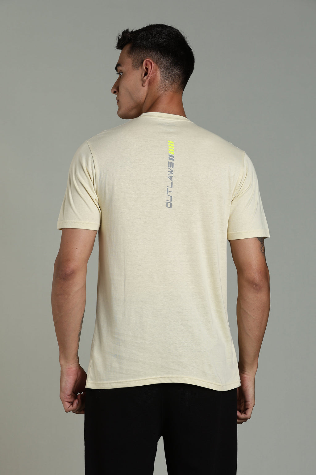 Men Beige Cotton Regular T-Shirt