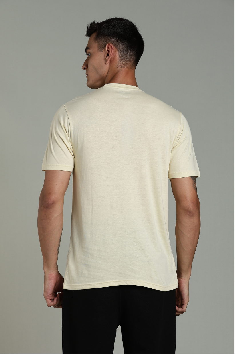 Men Beige Cotton Regular T-Shirt