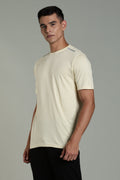 Men Beige Cotton Regular T-Shirt