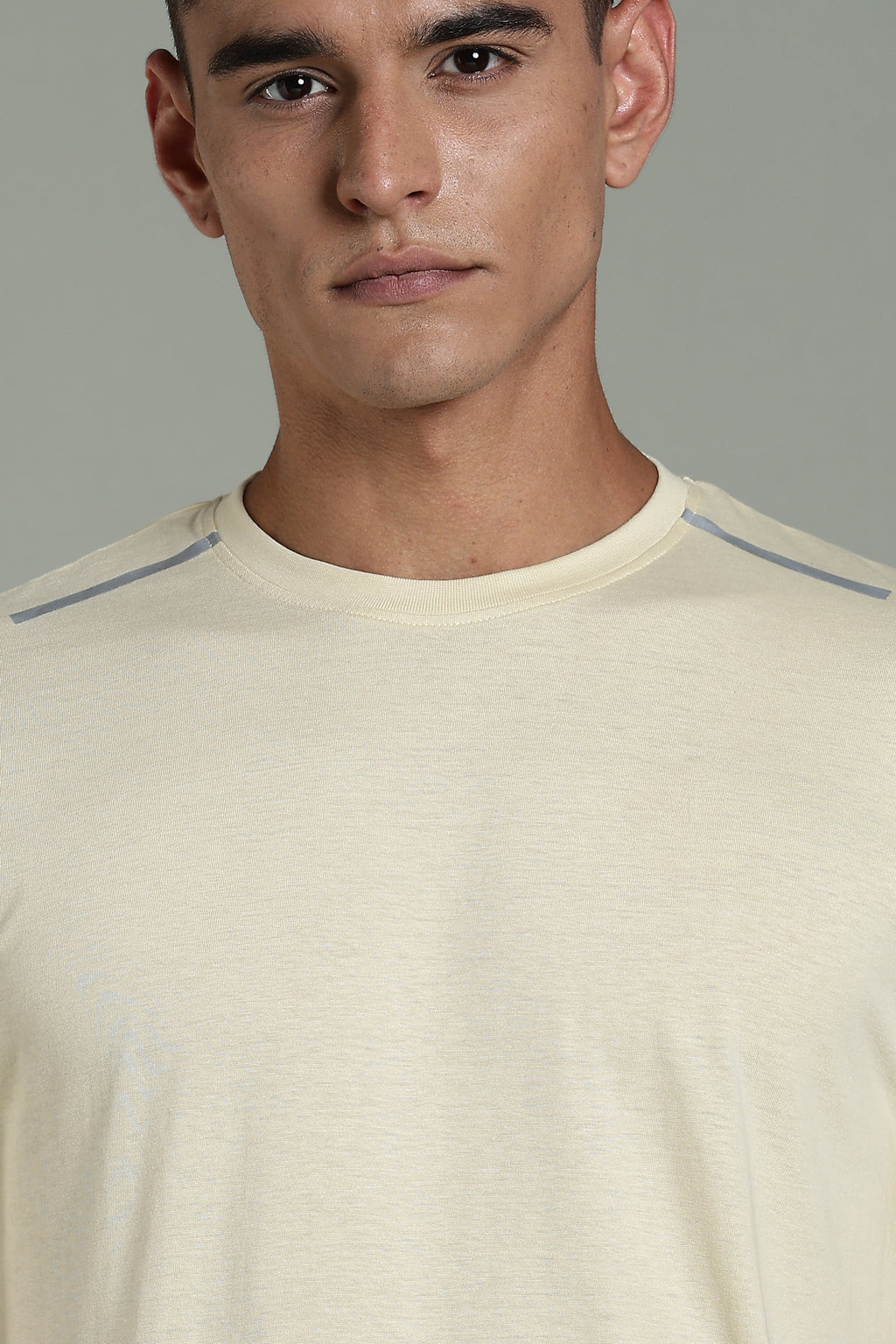 Men Beige Cotton Regular T-Shirt