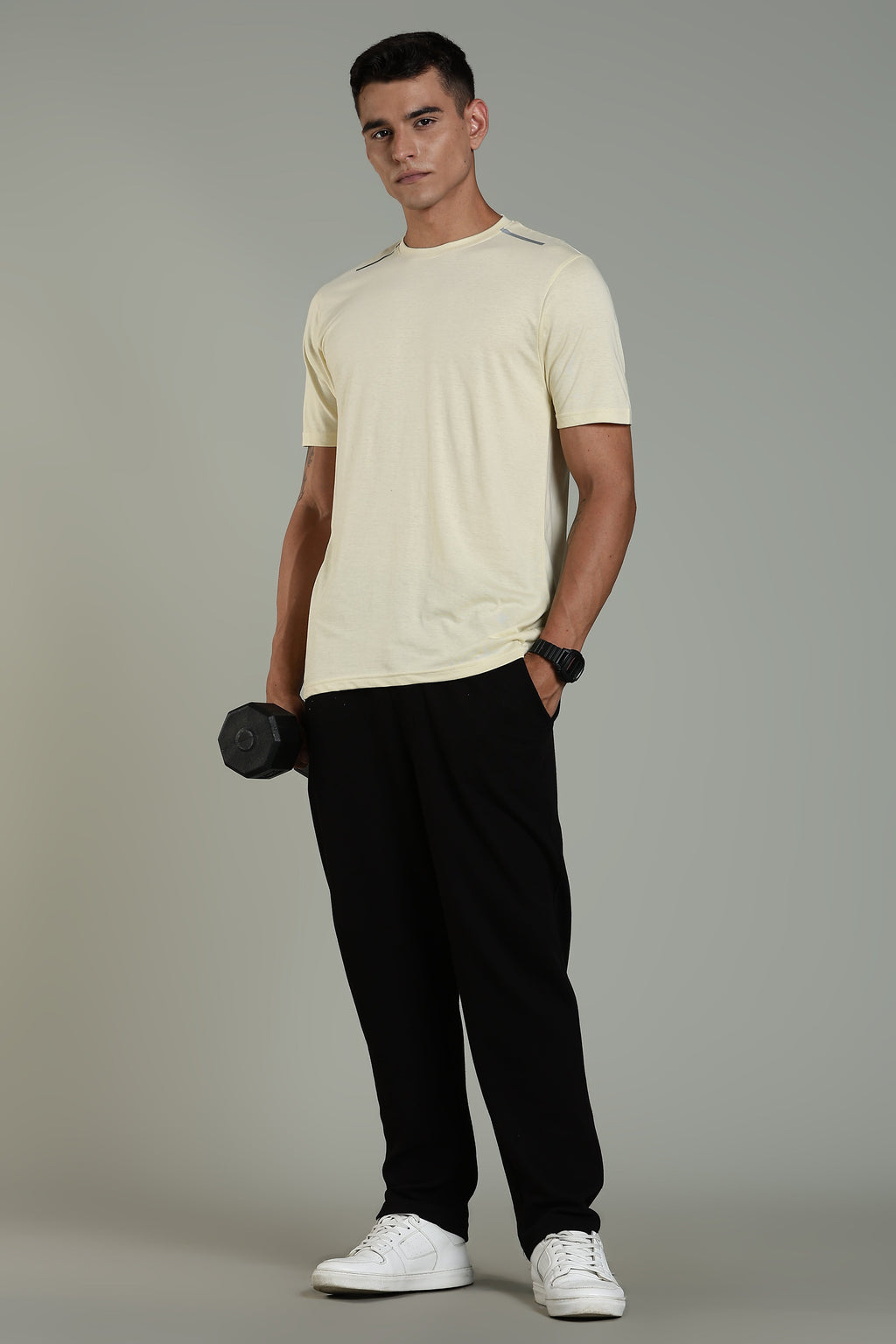 Men Beige Cotton Regular T-Shirt