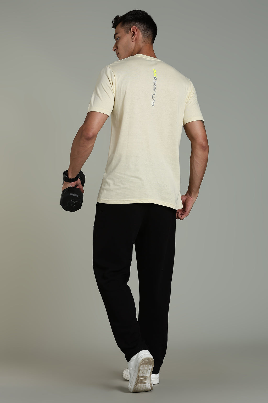 Men Beige Cotton Regular T-Shirt