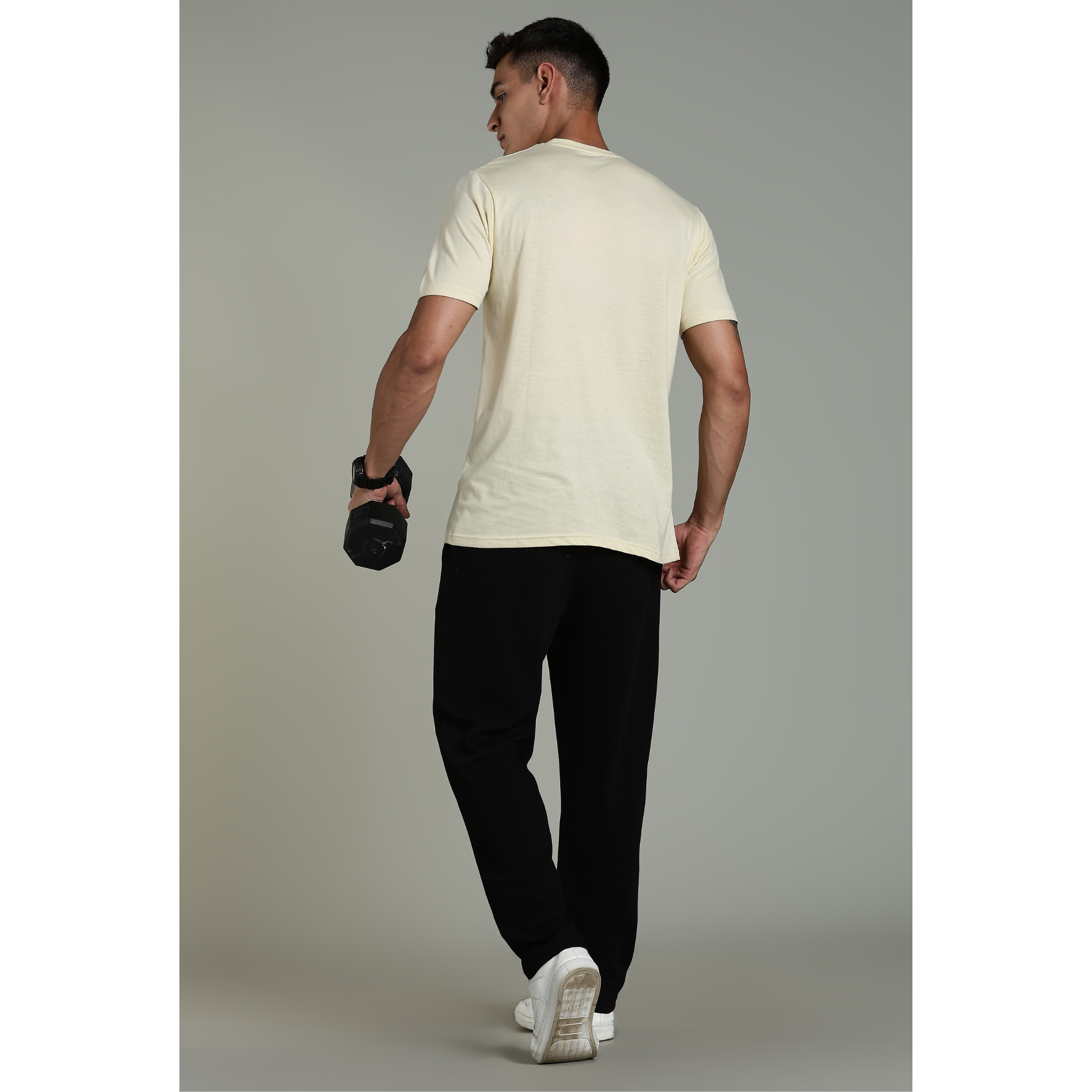 Men Beige Cotton Regular T-Shirt