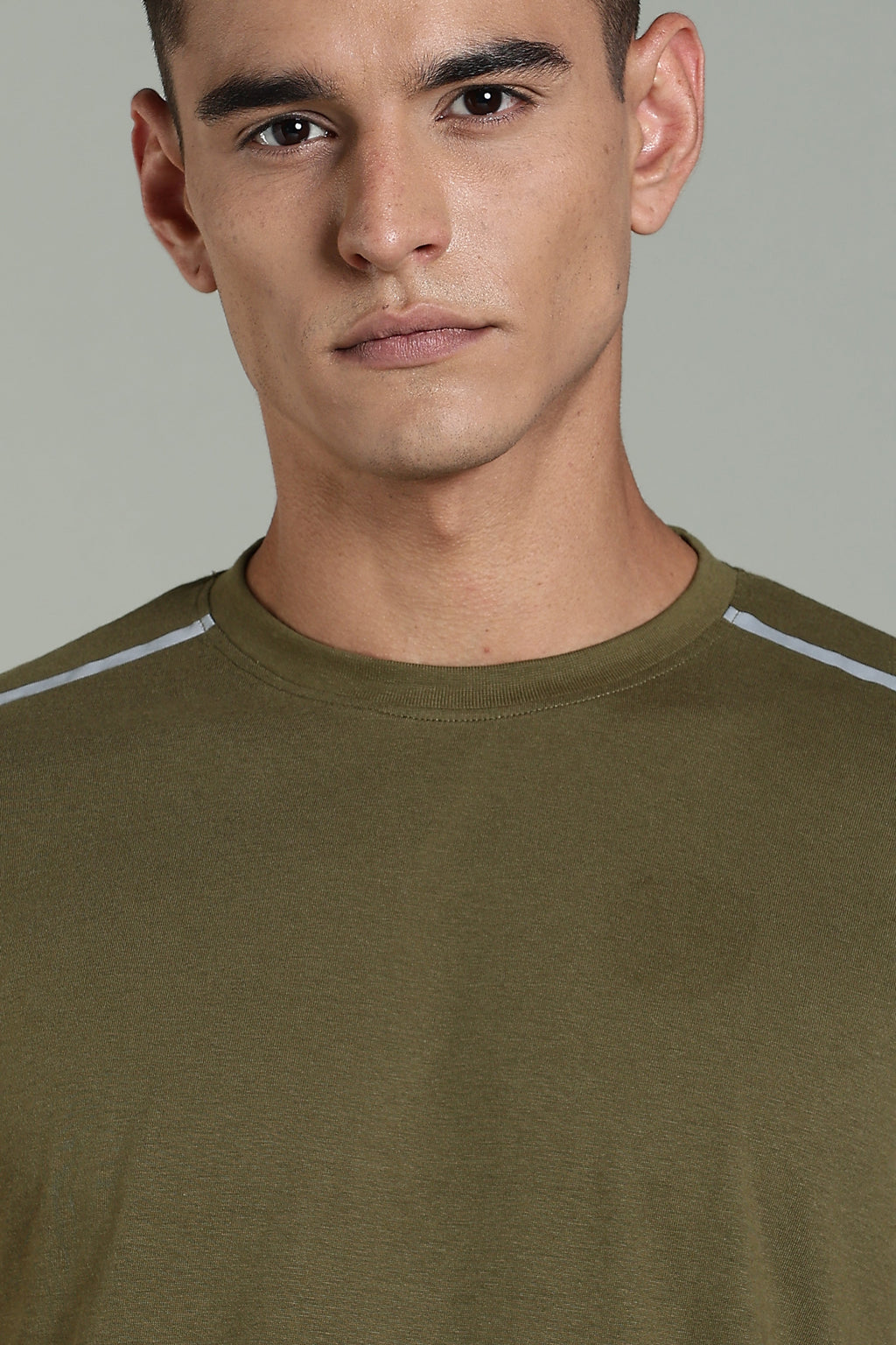 Men Olive Printed Cotton Regular T-Shirt