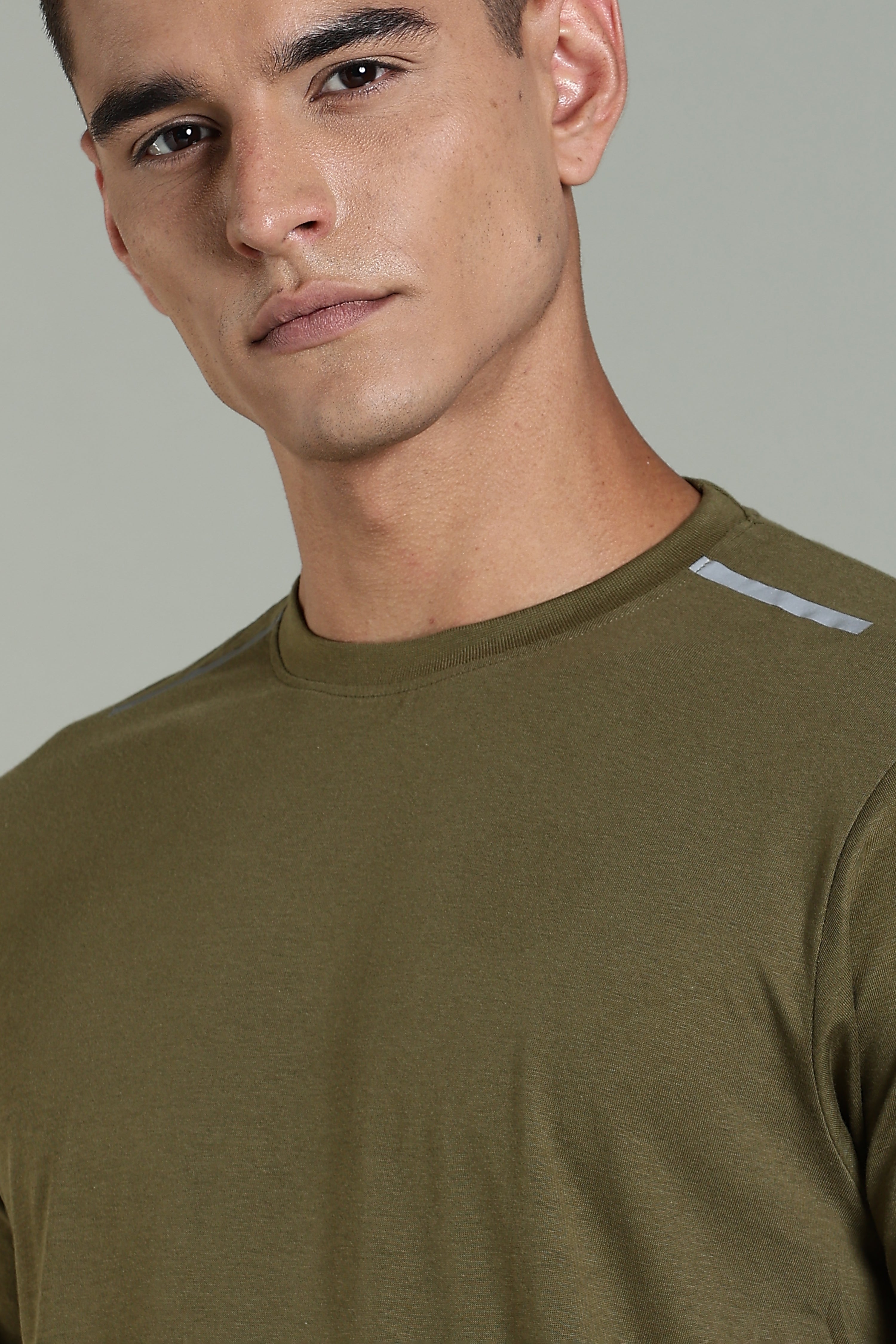 Men Olive Printed Cotton Regular T-Shirt