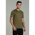 Men Olive Cotton Regular T-Shirt