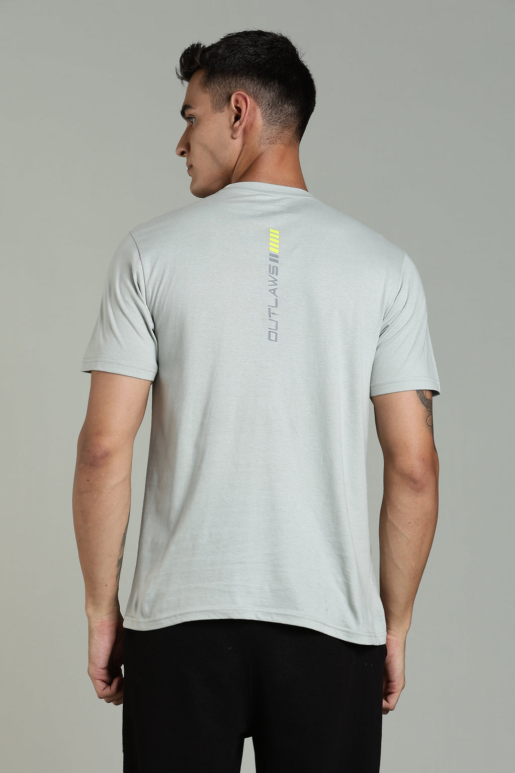 Men Grey Cotton Regular T-Shirt