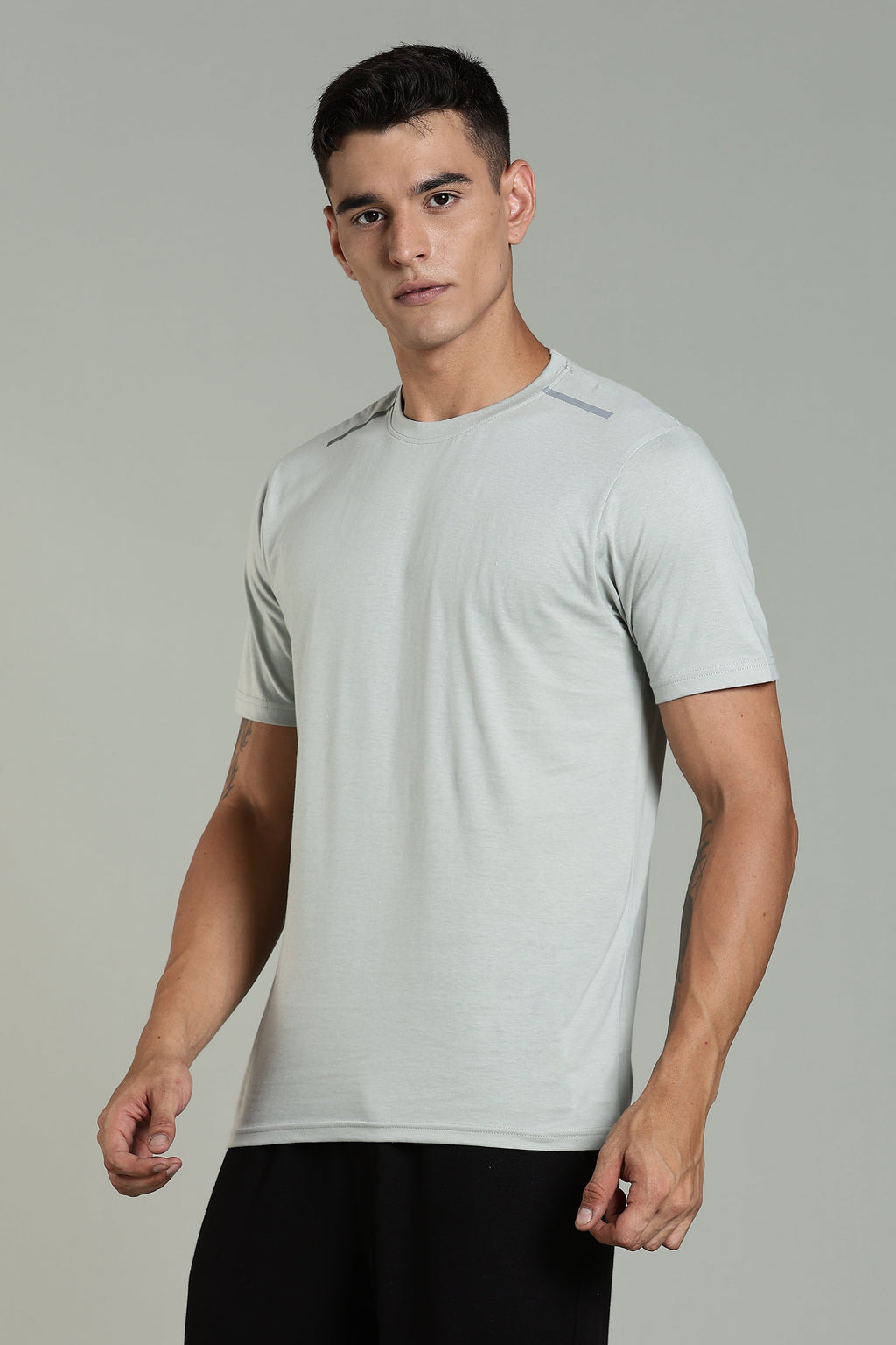 Men Grey Cotton Regular T-Shirt