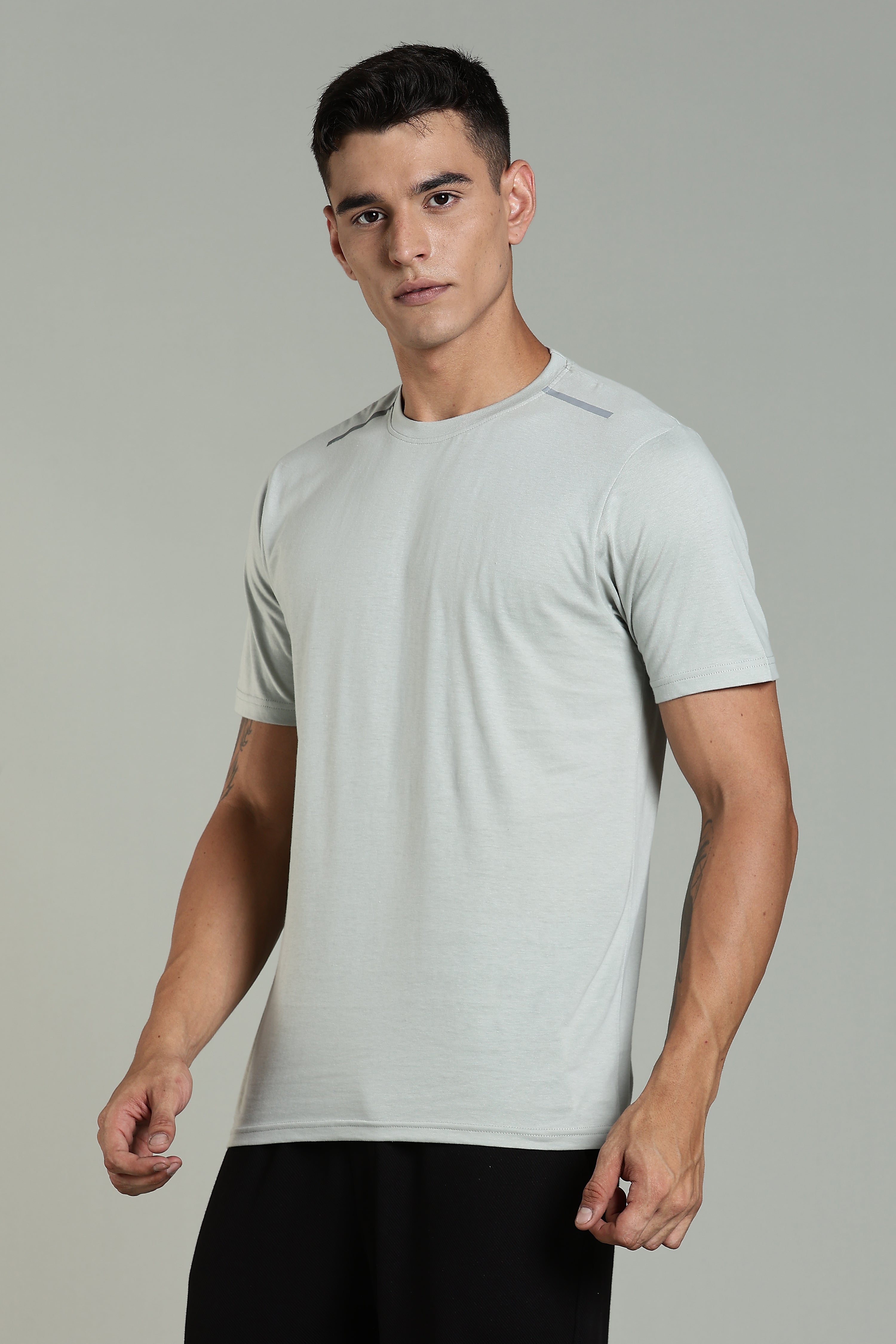 Men Grey Cotton Regular T-Shirt