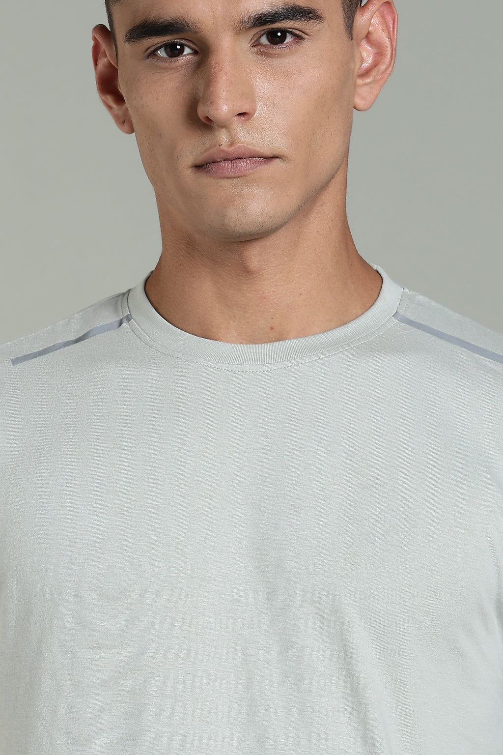 Men Grey Cotton Regular T-Shirt