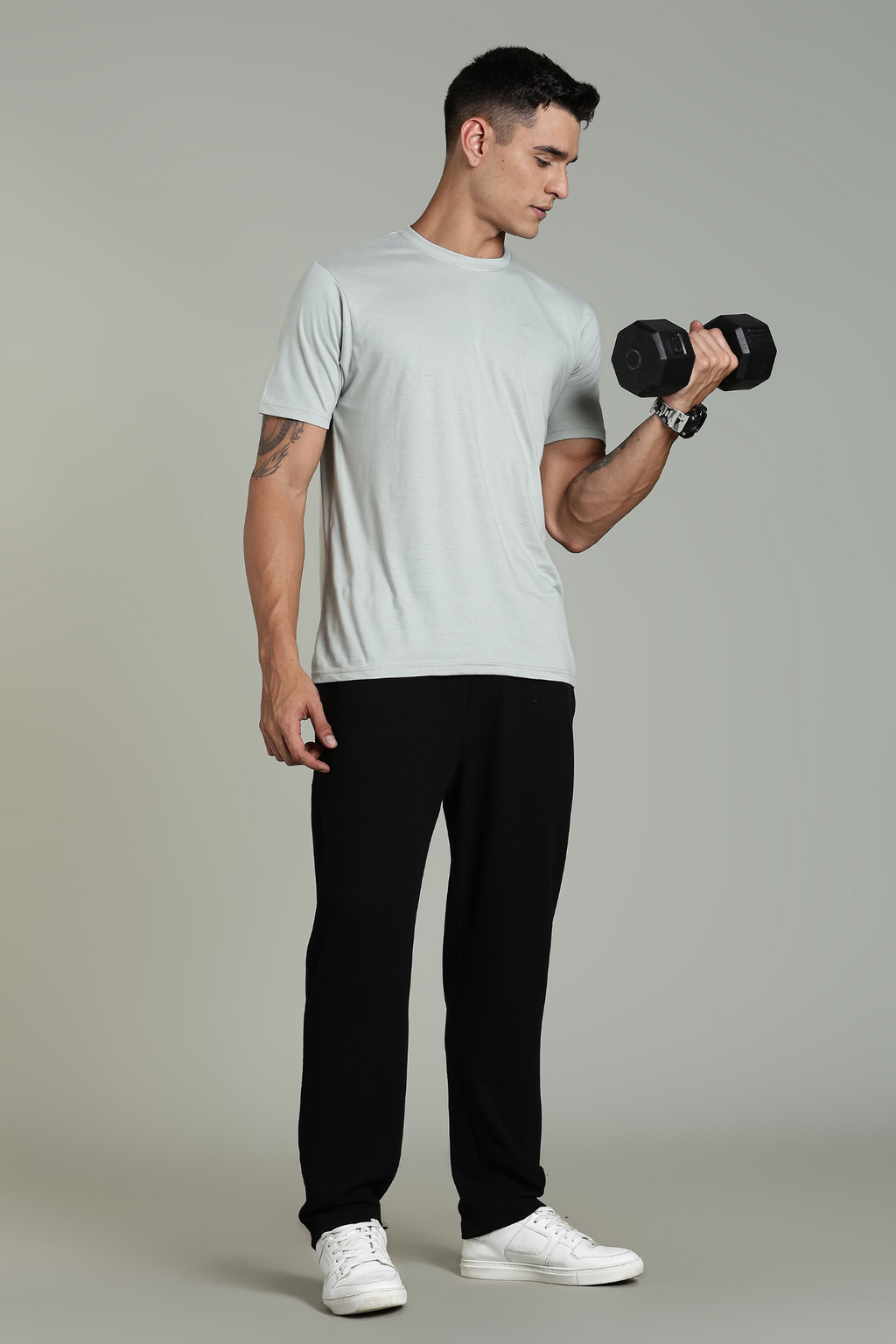 Men Grey Cotton Regular T-Shirt