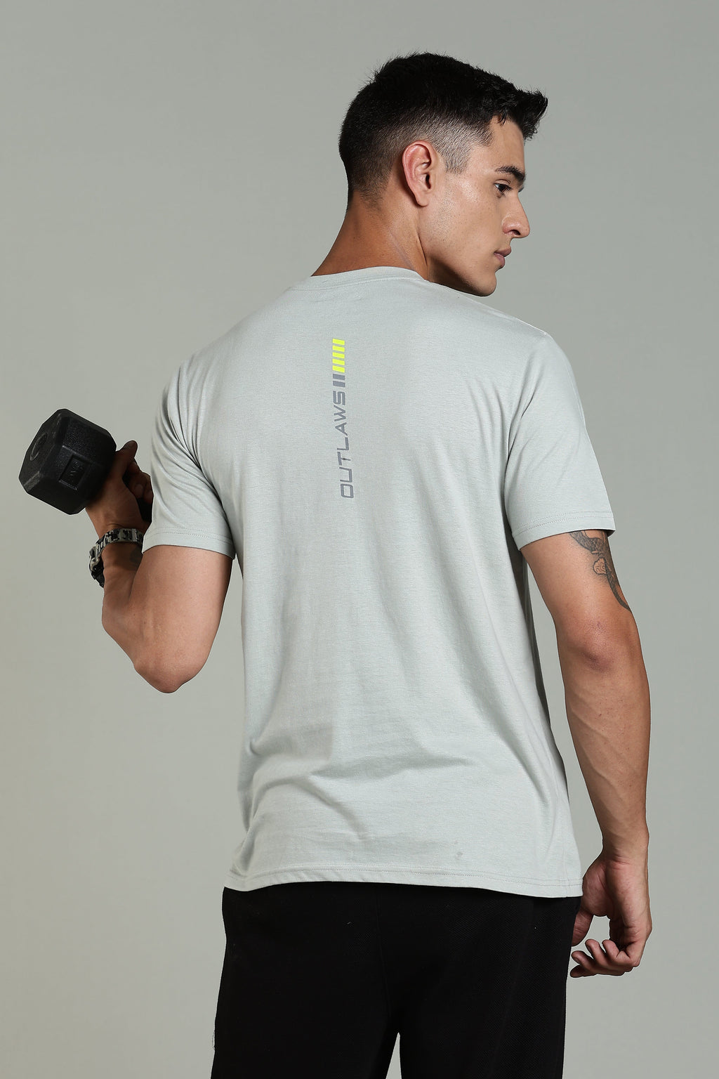 Men Grey Cotton Regular T-Shirt