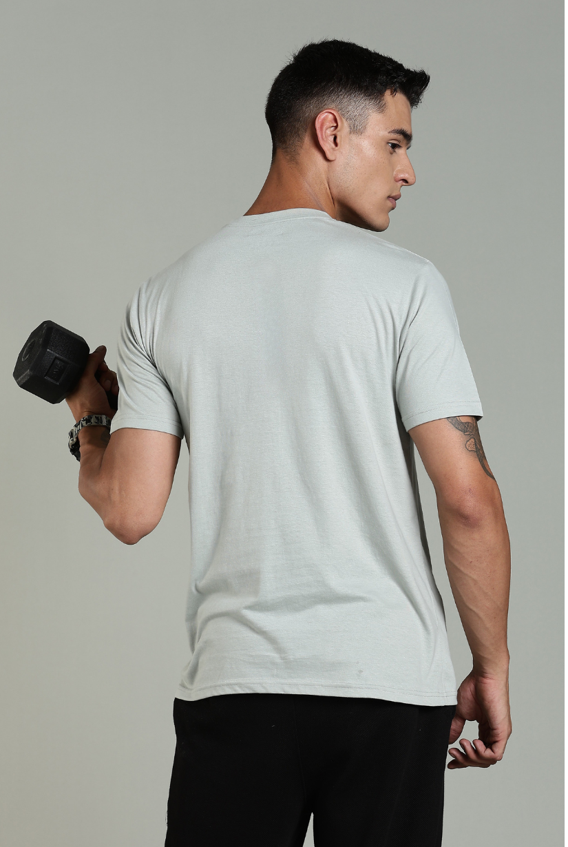 Men Grey Cotton Regular T-Shirt