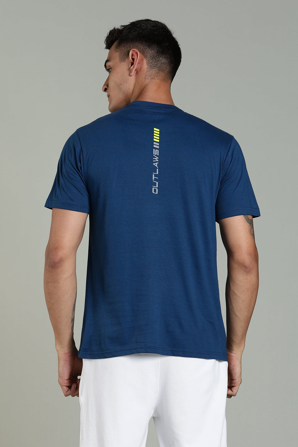 Men Blue Cotton Regular T-Shirt