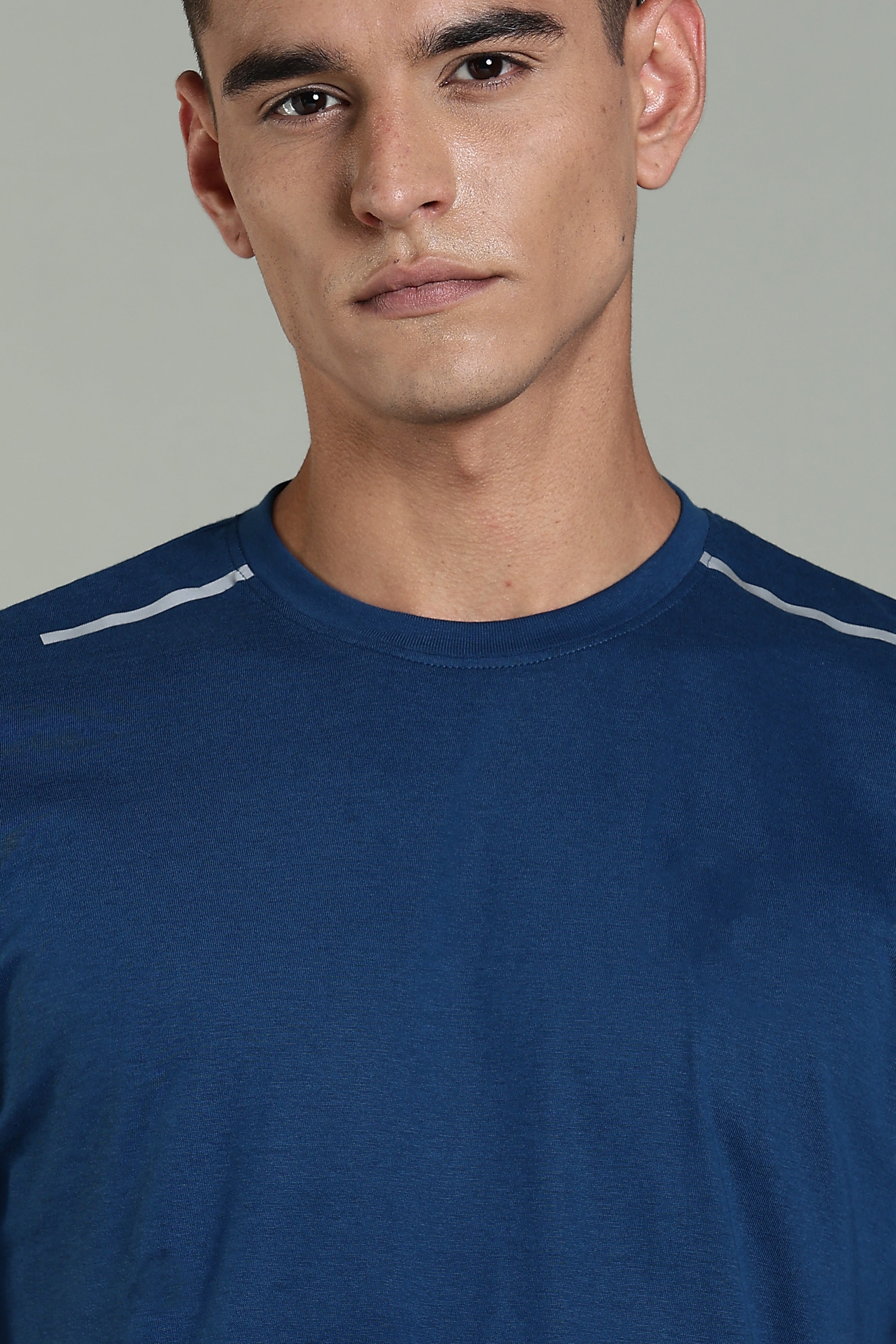 Men Blue Cotton Regular T-Shirt