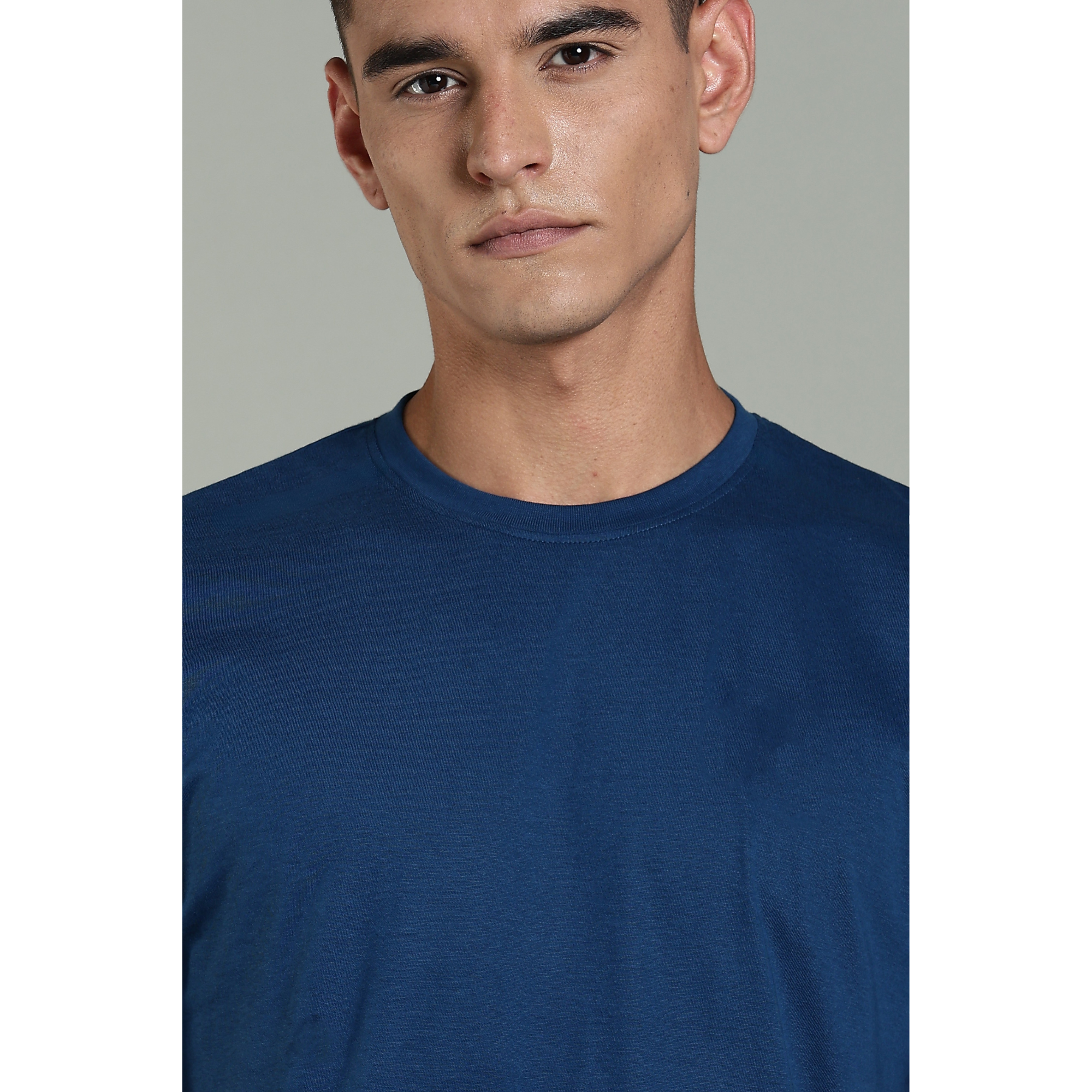 Men Blue Cotton Regular T-Shirt