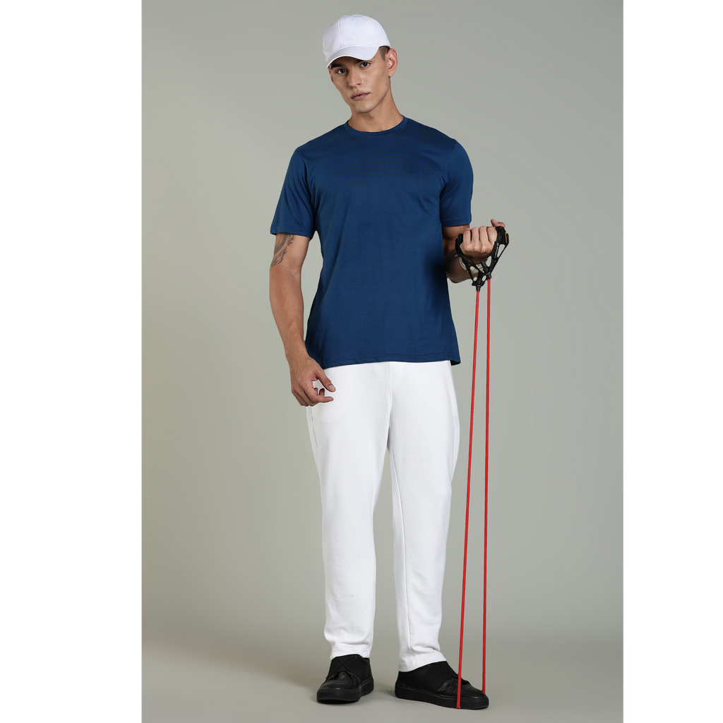 Men Blue Cotton Regular T-Shirt