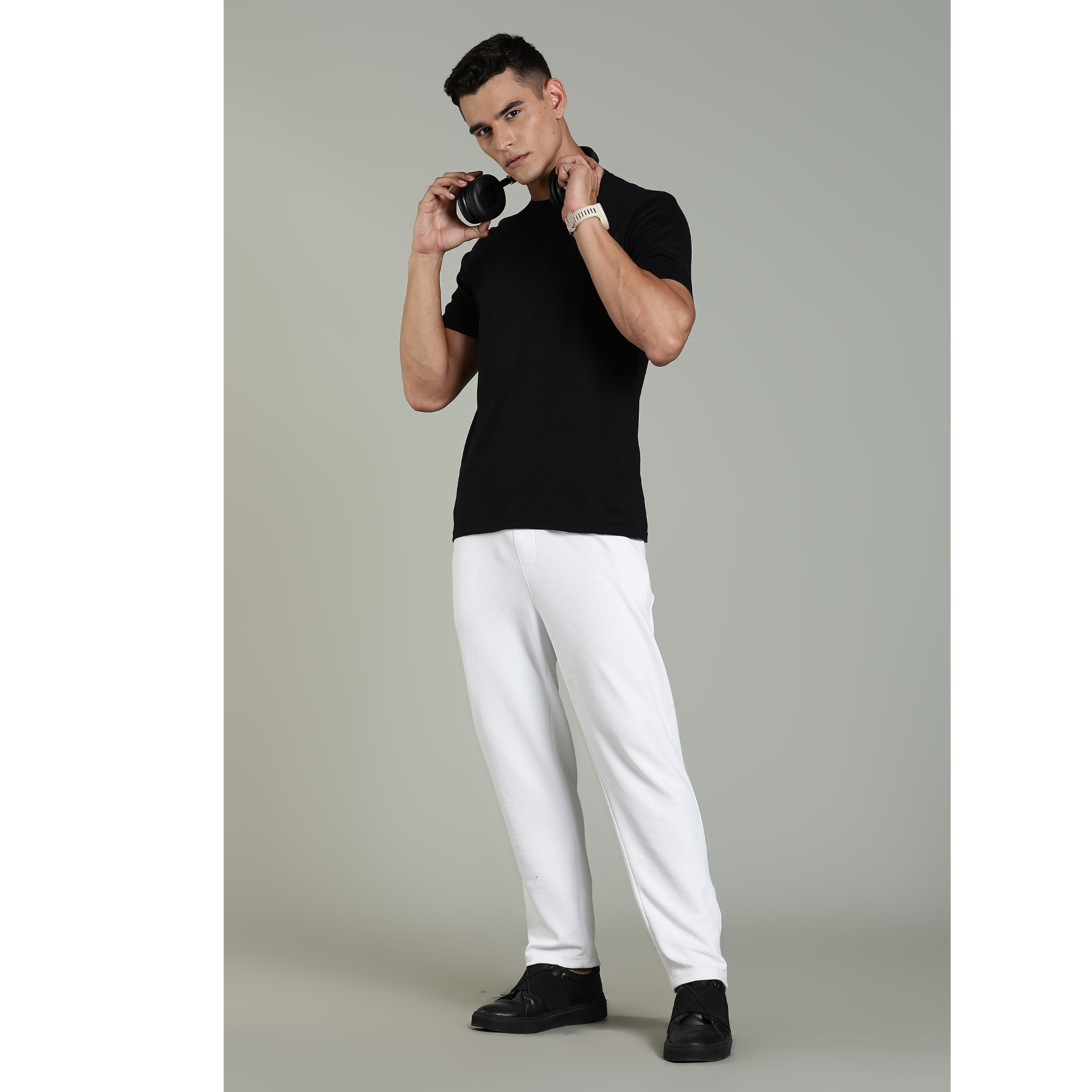 Men Black Cotton Regular T-Shirt