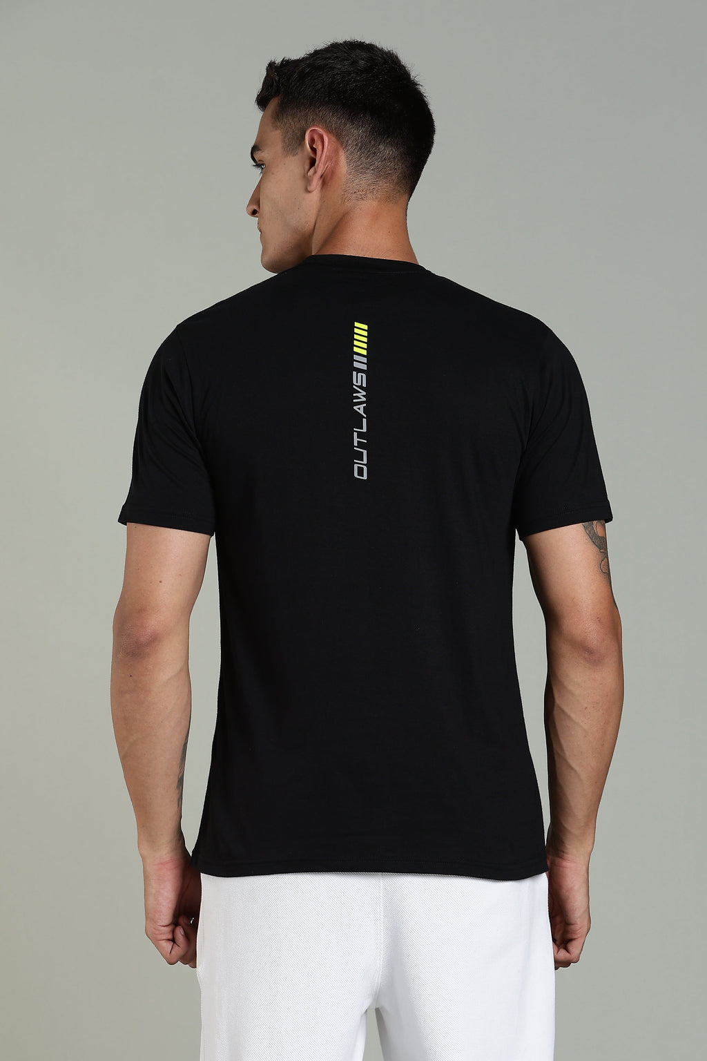 Men Black Cotton Regular T-Shirt