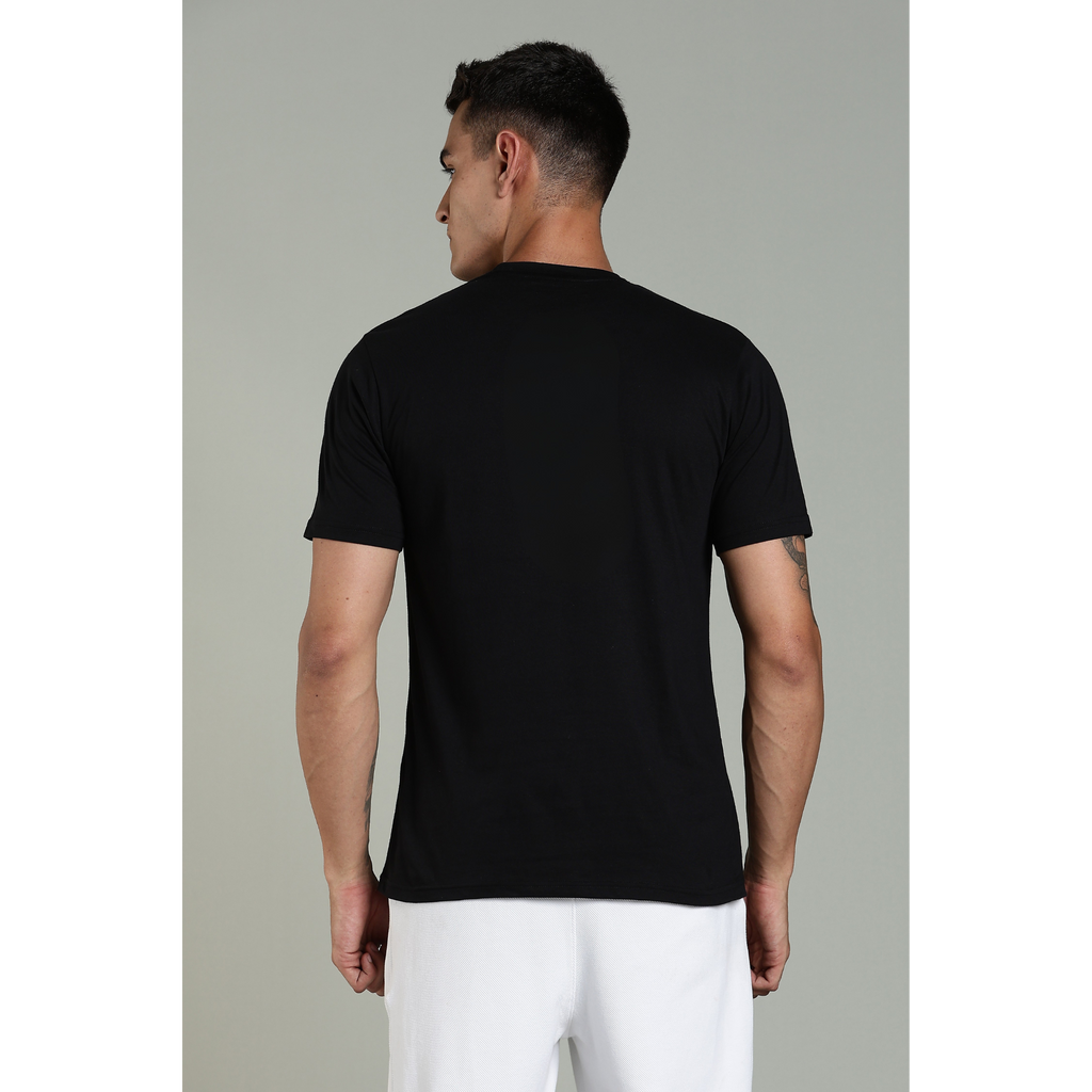 Men Black Cotton Regular T-Shirt