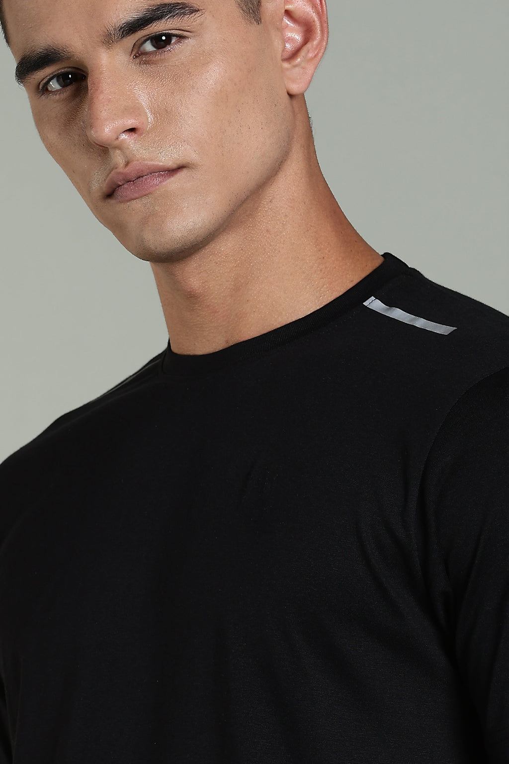 Men Black Cotton Regular T-Shirt