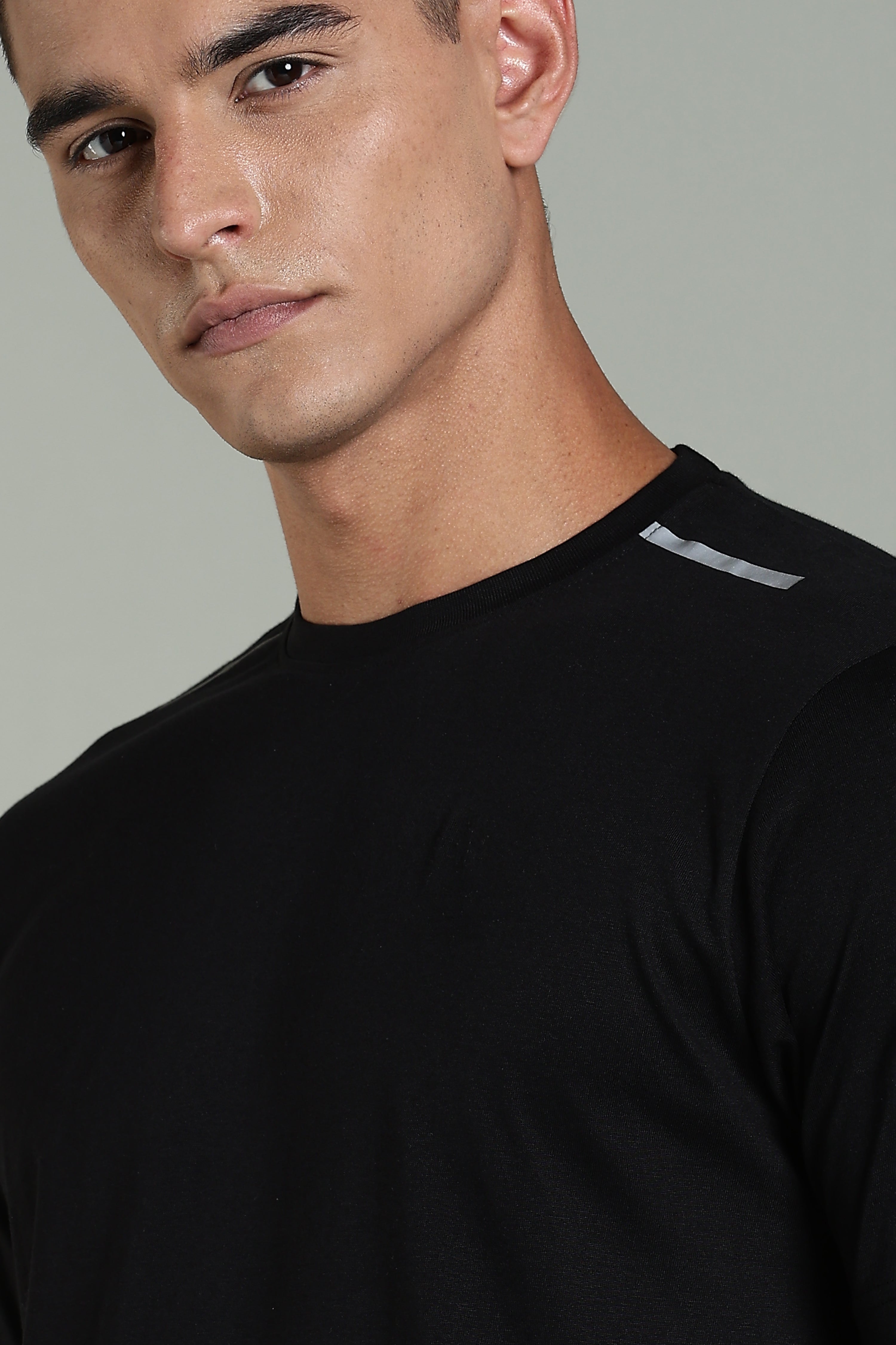 Men Black Cotton Regular T-Shirt