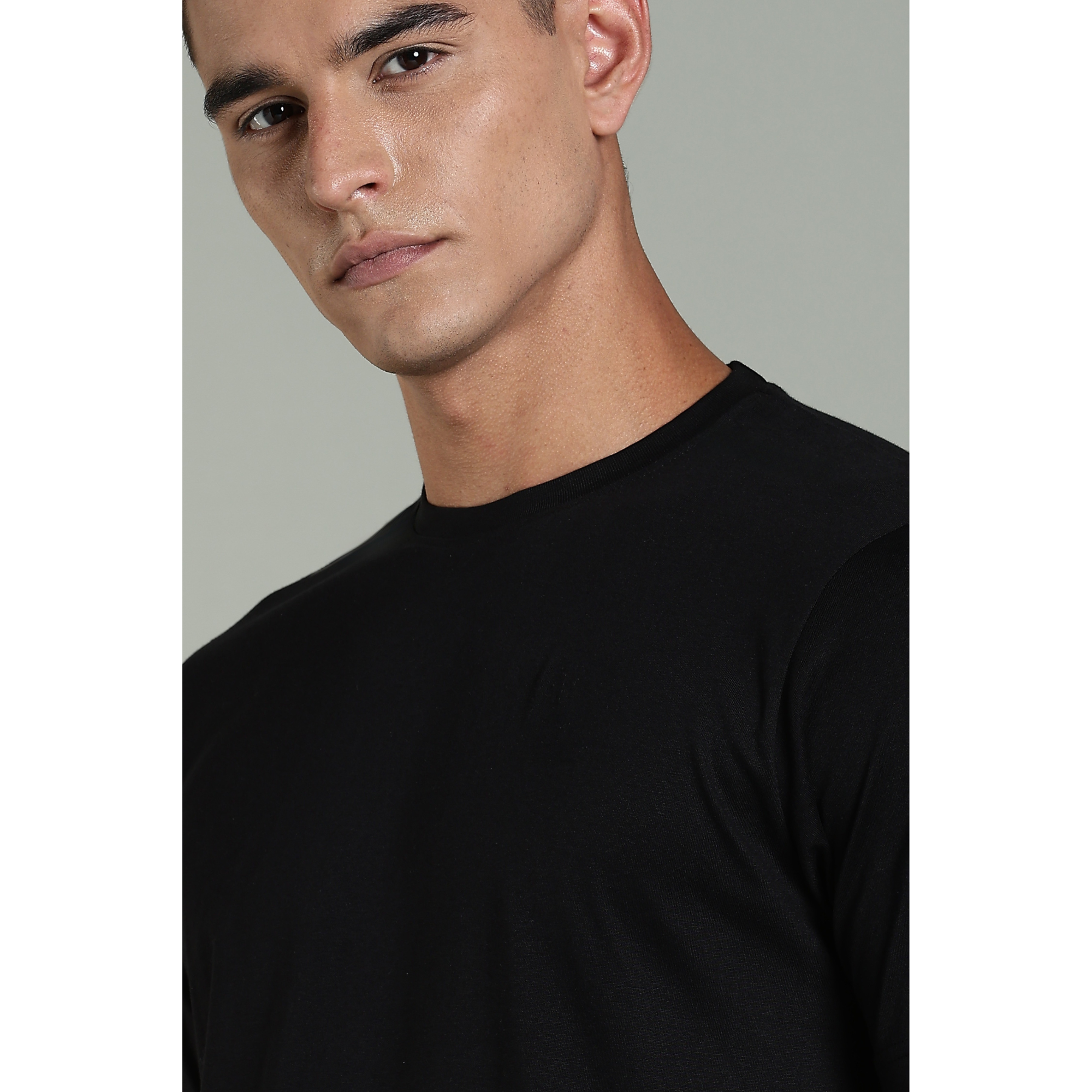 Men Black Cotton Regular T-Shirt