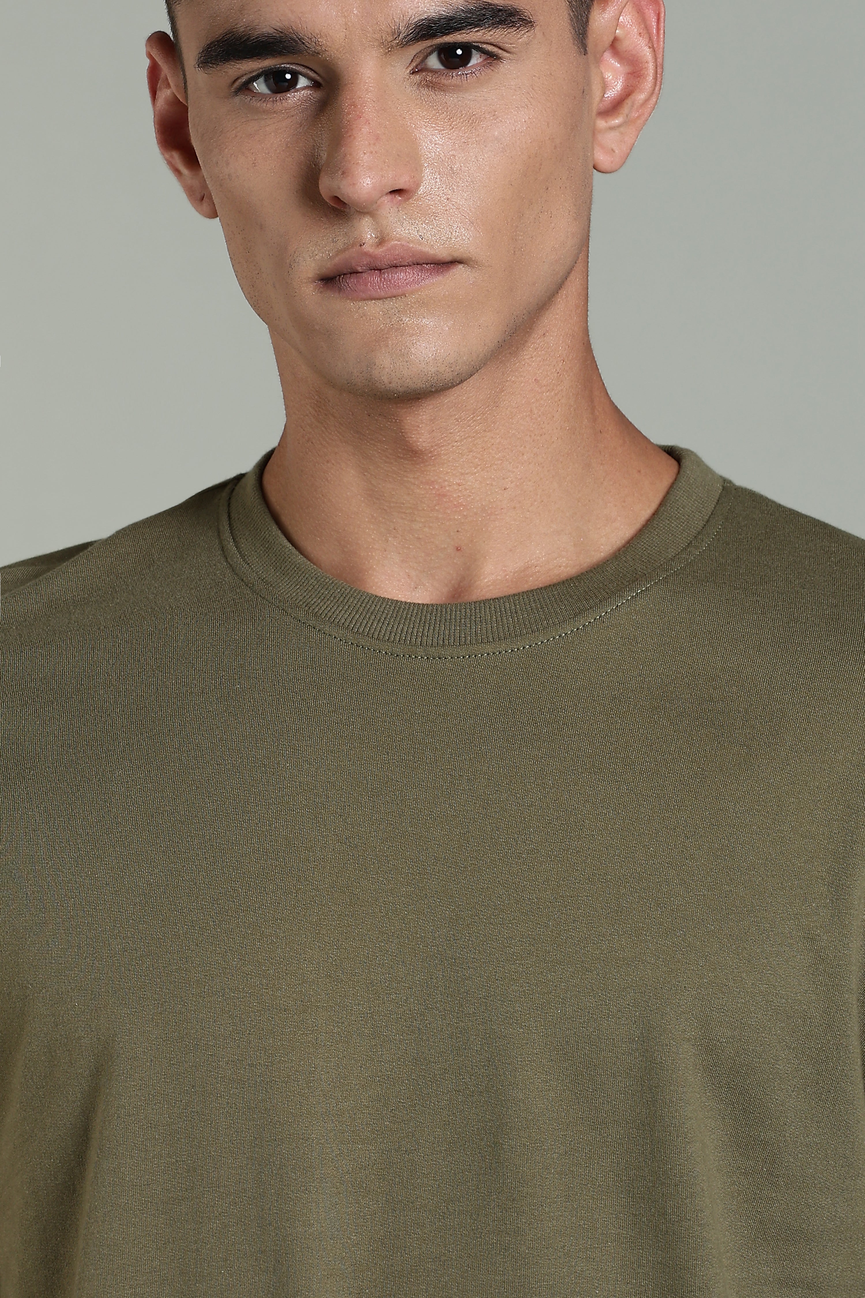 Men Olive Cotton Oversized T-Shirt