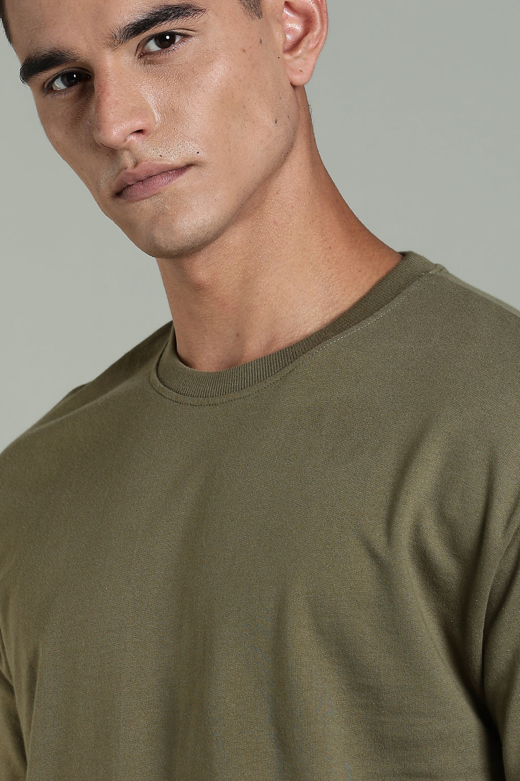 Men Olive Cotton Oversized T-Shirt
