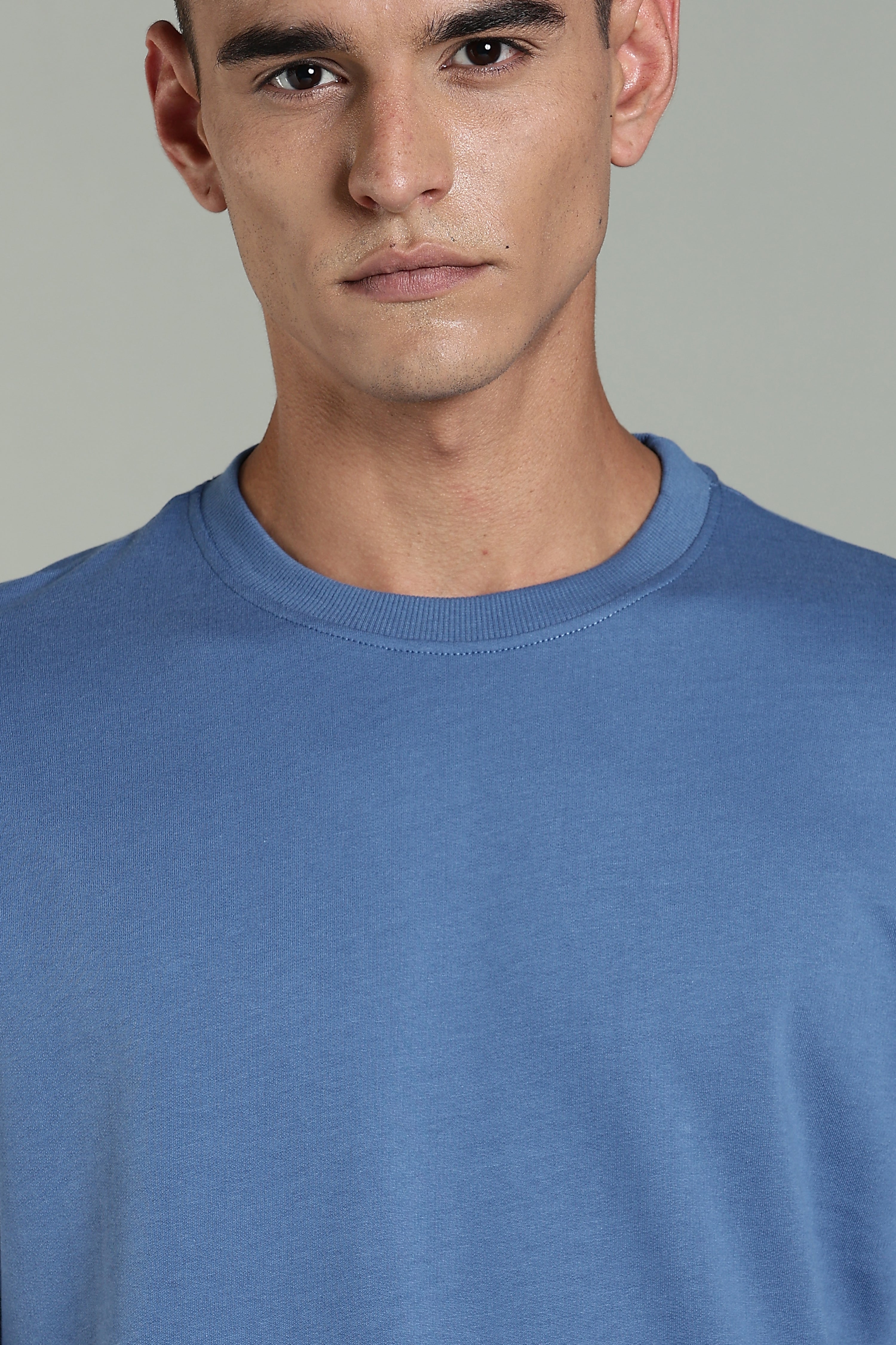 Men Blue Cotton Oversized T-Shirt