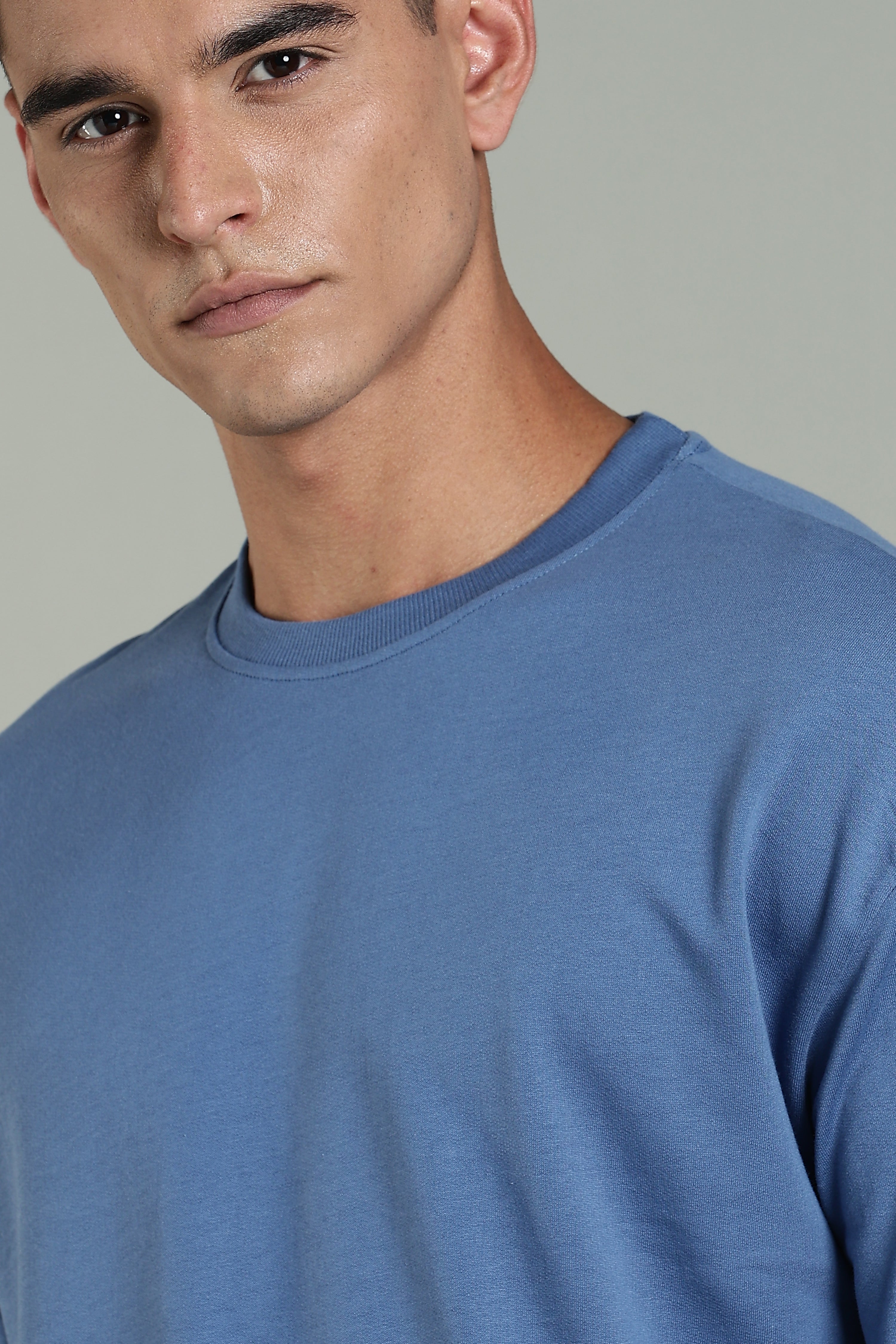 Men Blue Cotton Oversized T-Shirt