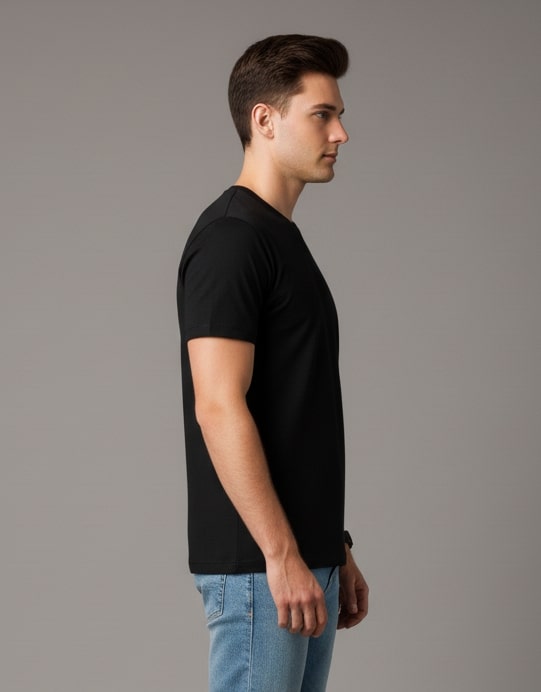 Men Printed Black Cotton Tshirt