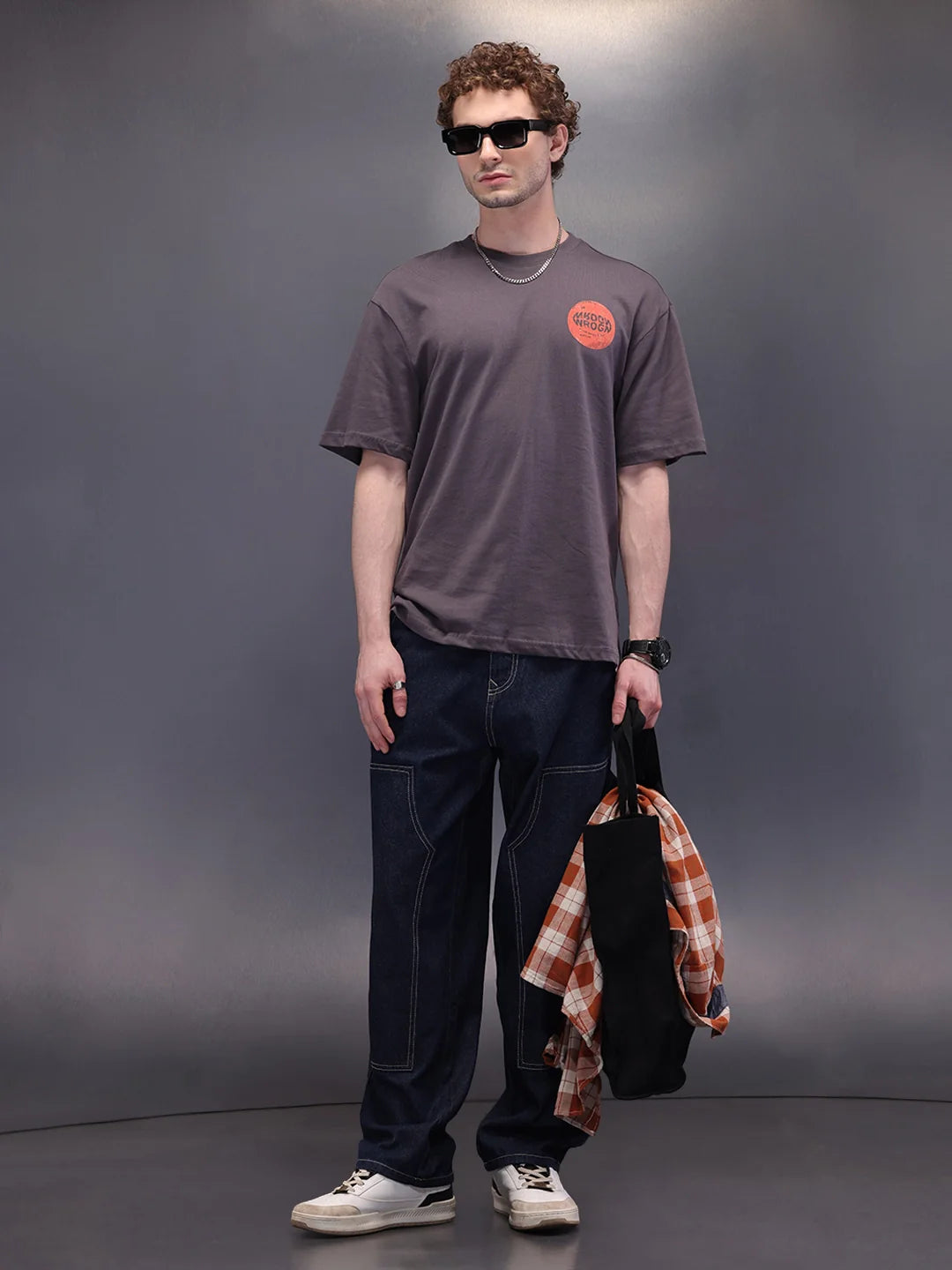 Back Printed Oversized T-Shirt | Dark Grey