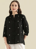 Viscose Zari Embroidery Frill Collar Festive Blouse
