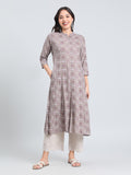 Viscose Medallion Tile Print A-Line Kurta