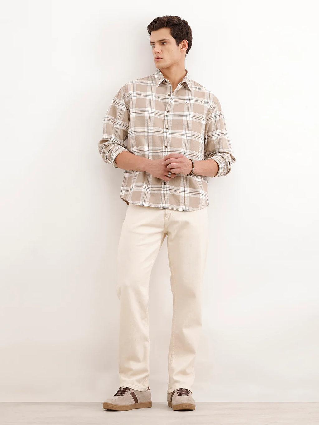 Comfort Fit Textured Shirt  | Khaki