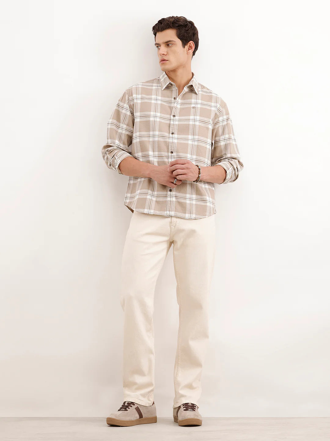 Comfort Fit Textured Shirt  | Khaki