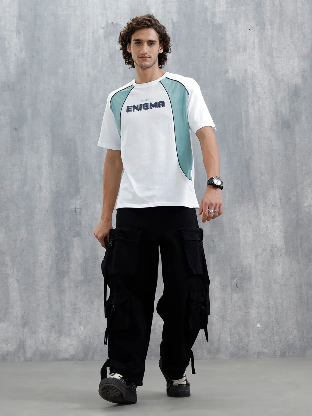 Casual Men Sporty Look Oversized Fit Tee With Print | White