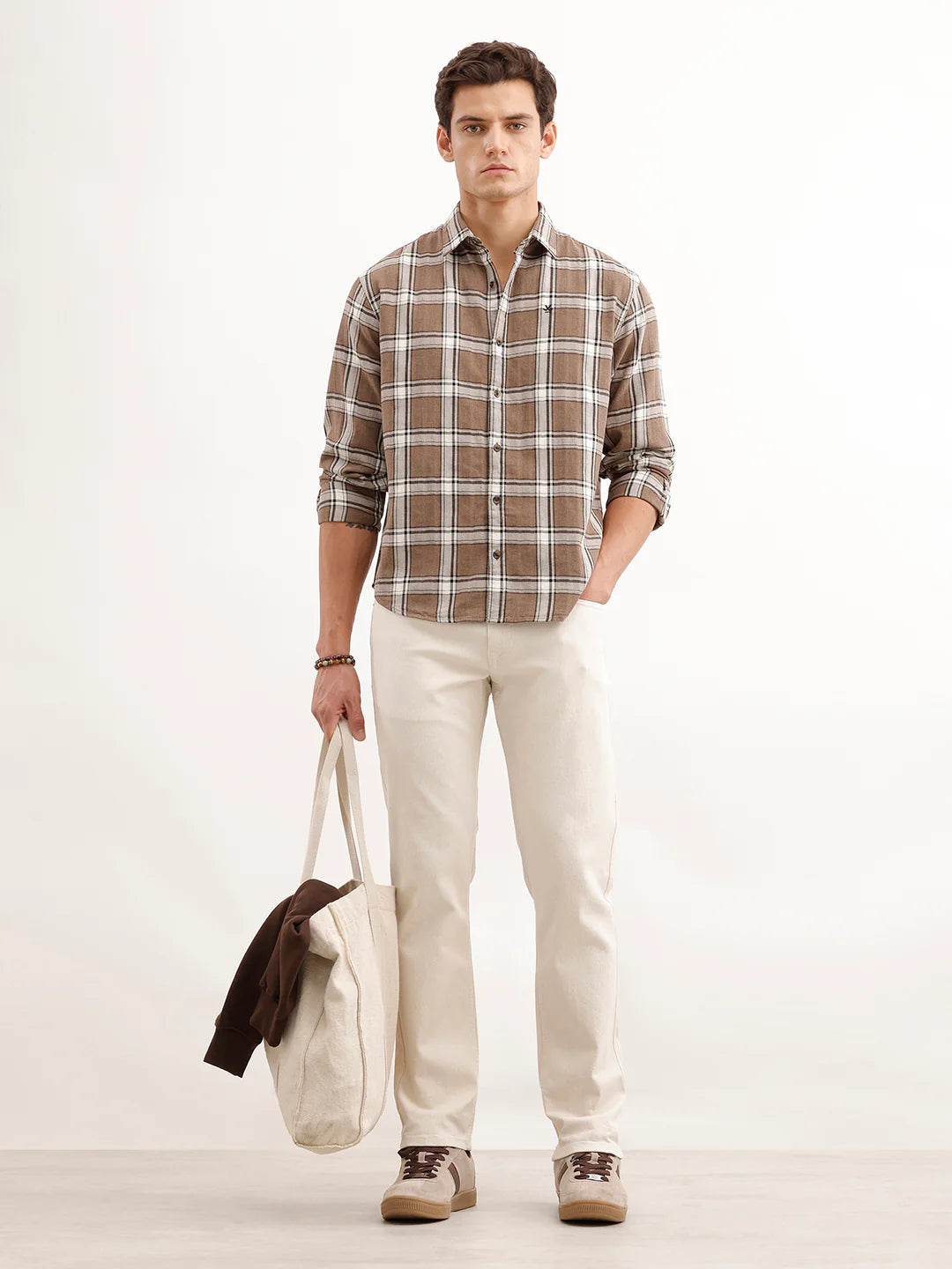 Comfort Fit Checkered Shirt  | Brown