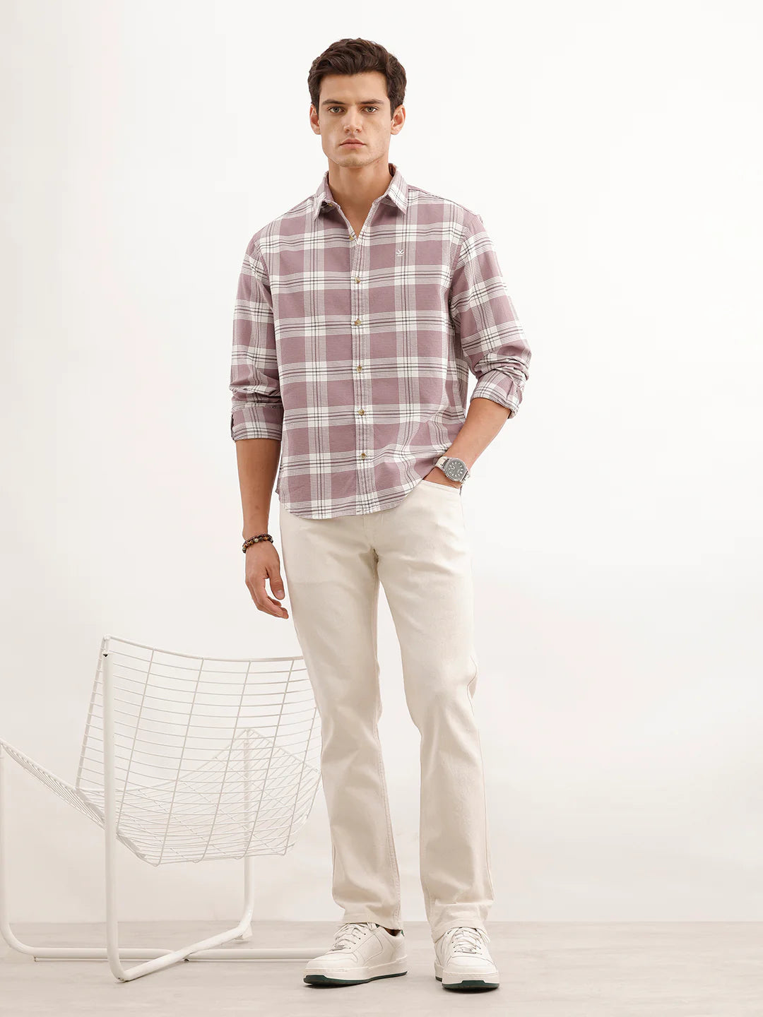 Comfort Fit Textured Shirt  | Pink