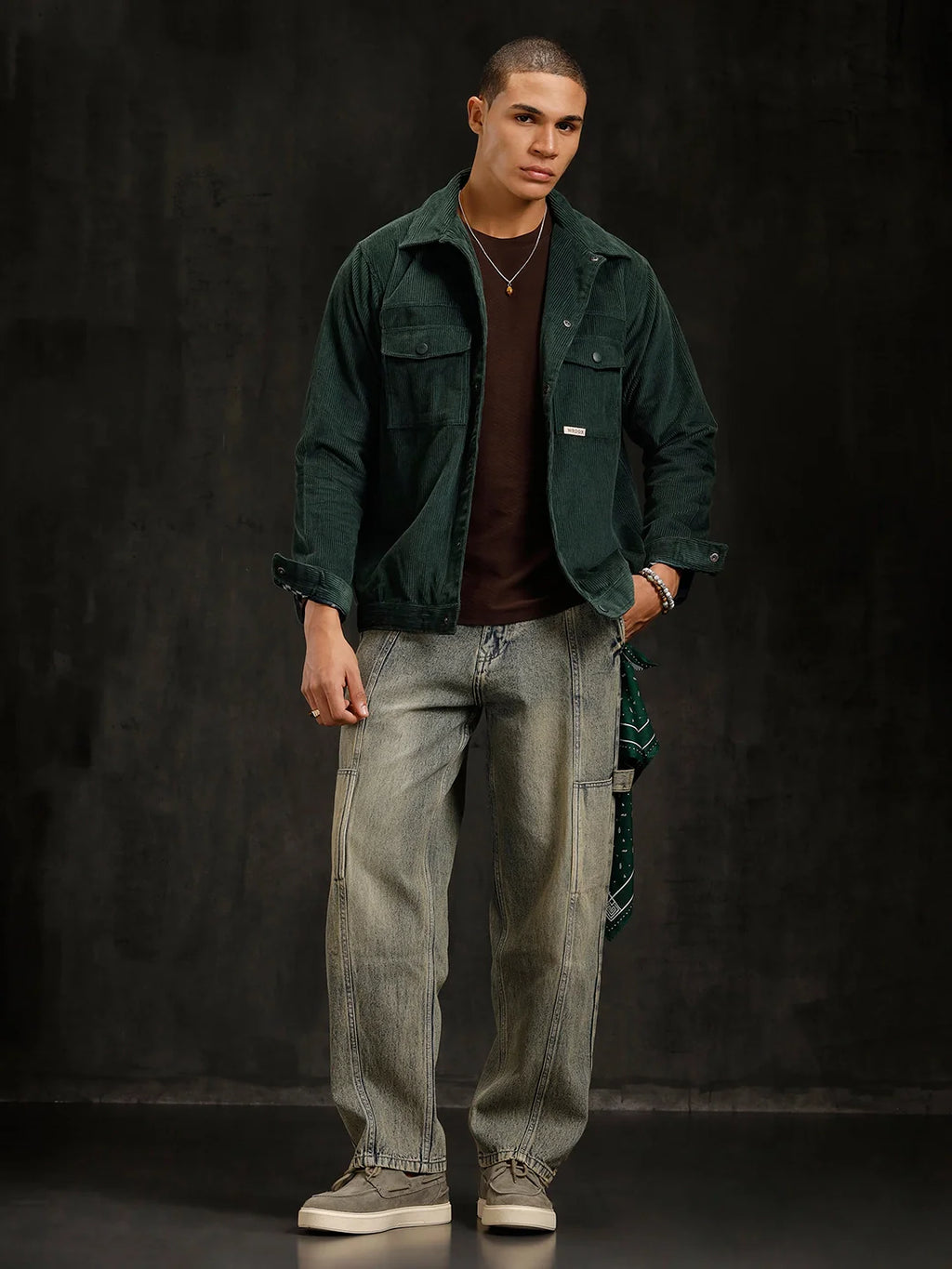 Slanted Pocket Loose Fit Jeans | Grey