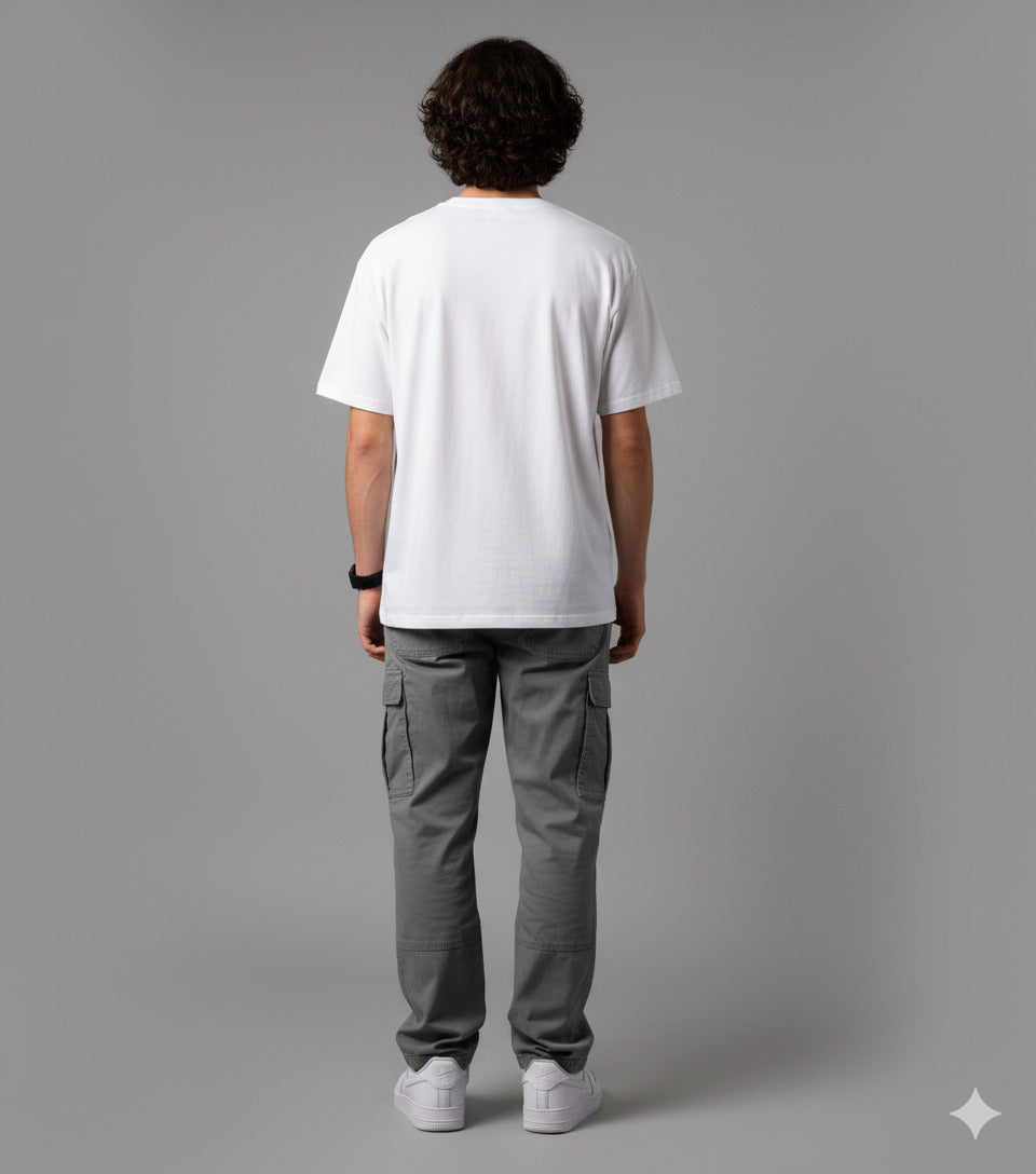 Men White Graphic Cotton Oversized T-Shirt
