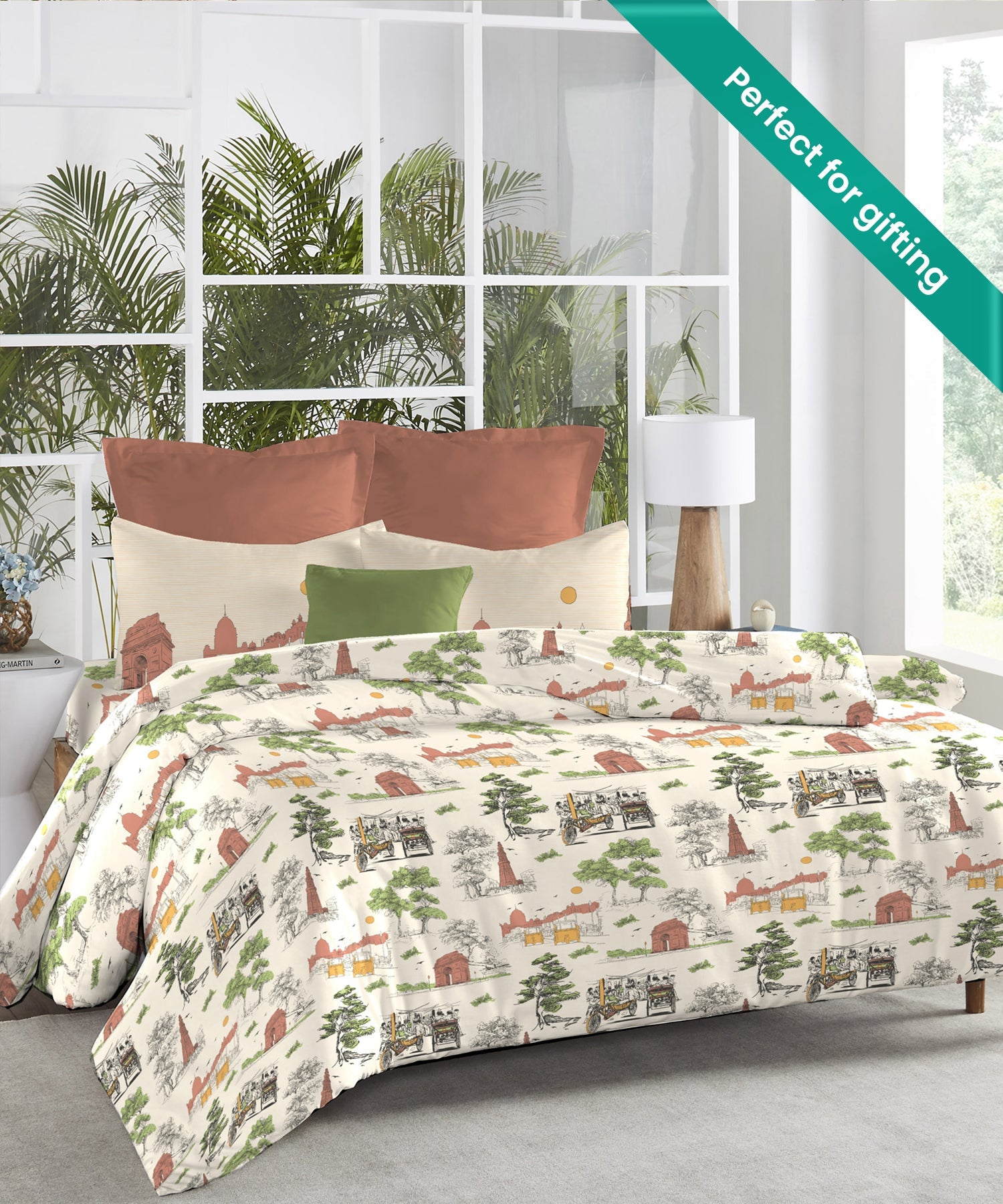 Atulaya Bharat King Bedsheet Set, Dilwalo Ki Dilli|144 TC Cotton|2 Pillow Covers