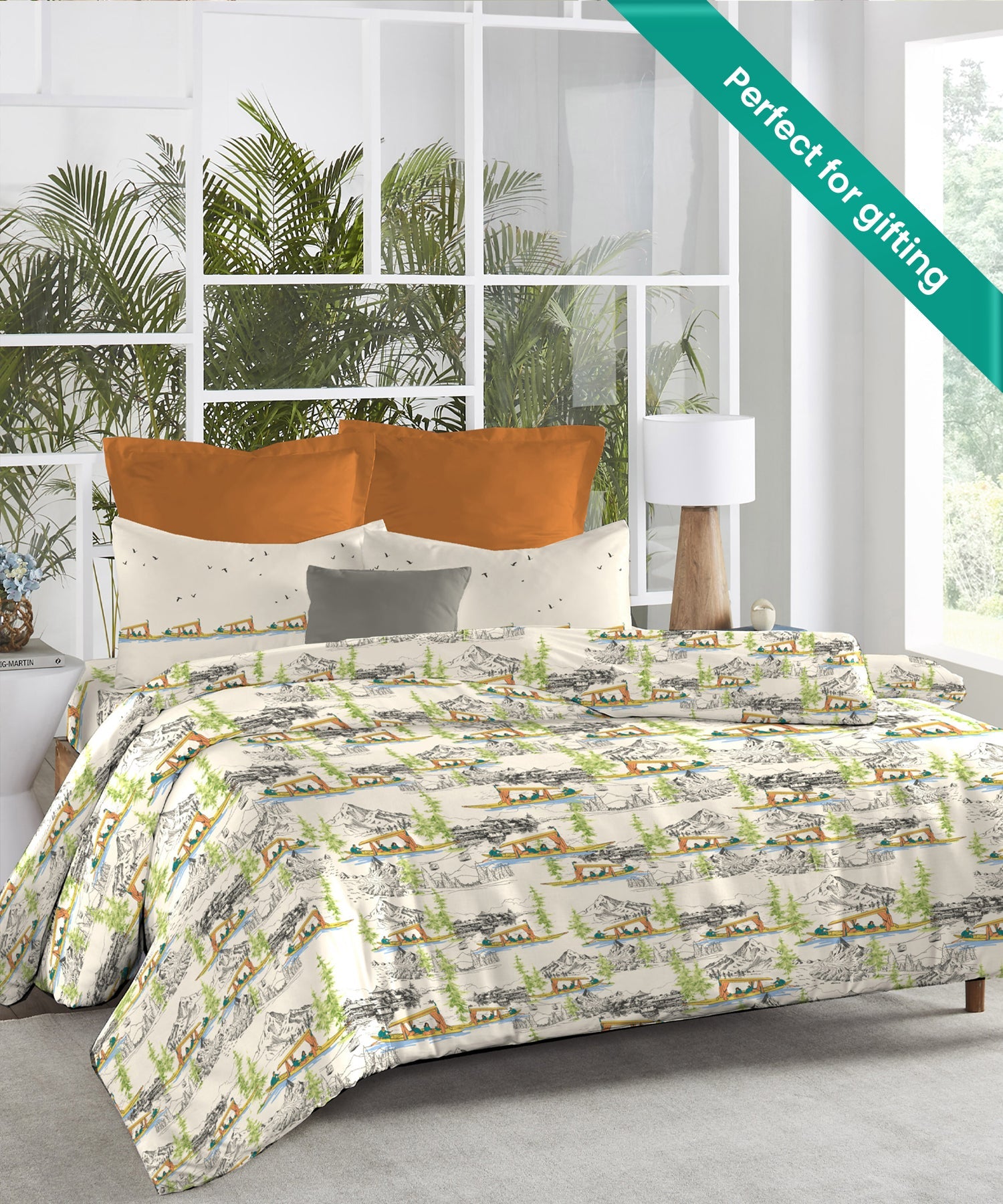 Atulaya Bharat King Bedsheet Set, Kashmir Ki Kali|144 TC Cotton|2 Pillow Covers